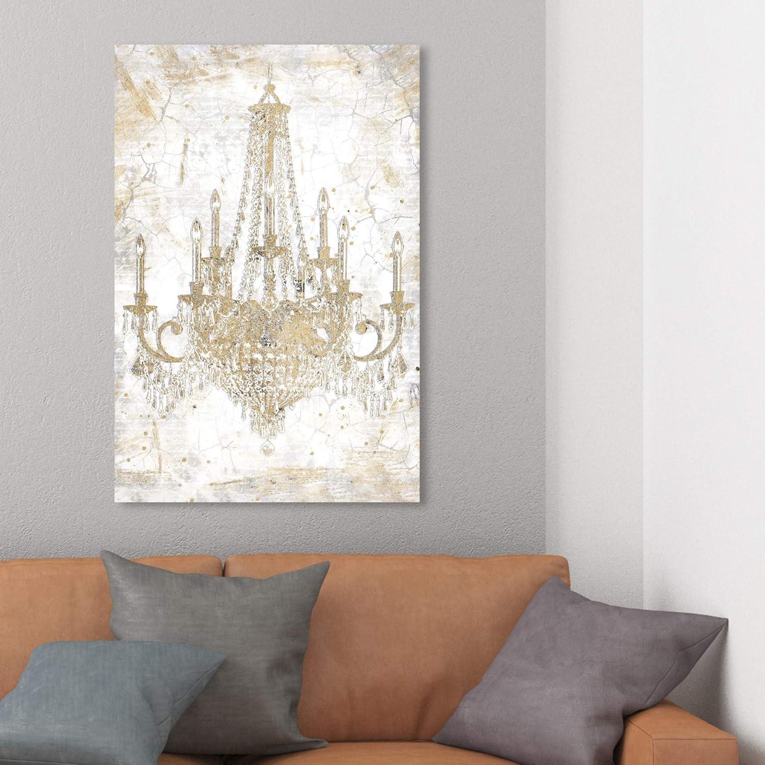 Oliver Gal Prints Fashion And Glam " Fashion And Glam White And Gold Chandelier " by Oliver Gal