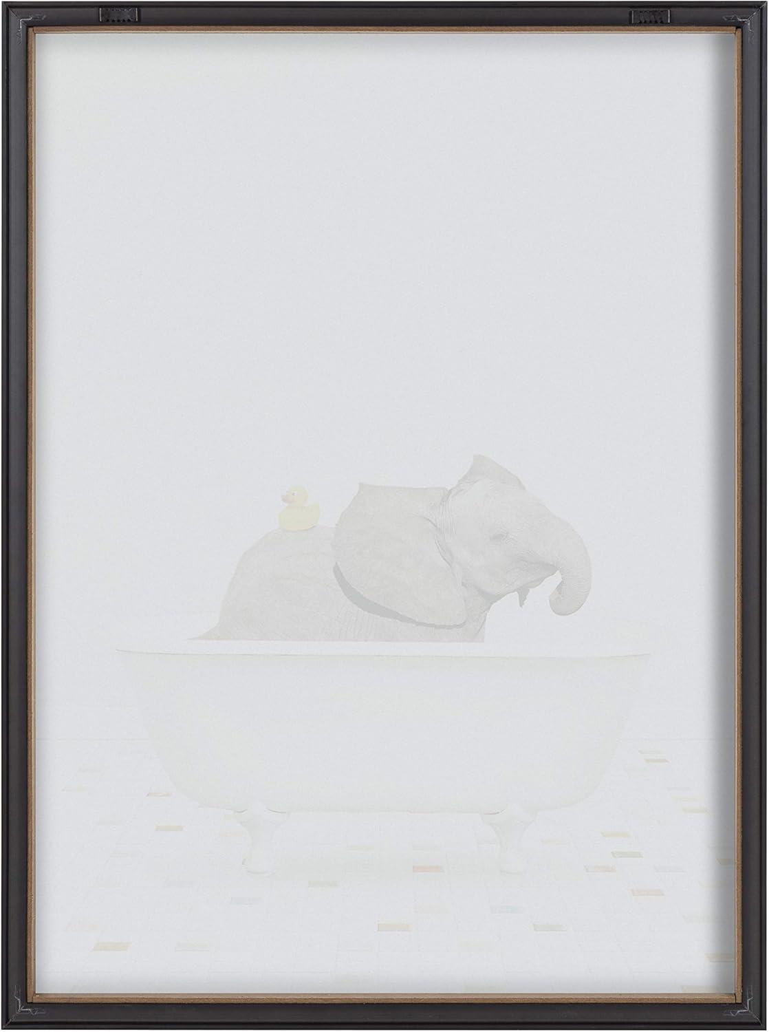 18" x 24" Blake Baby Elephant Bath Time Framed Printed Glass - Kate & Laurel: Nursery Wall Decor, Bathroom Art