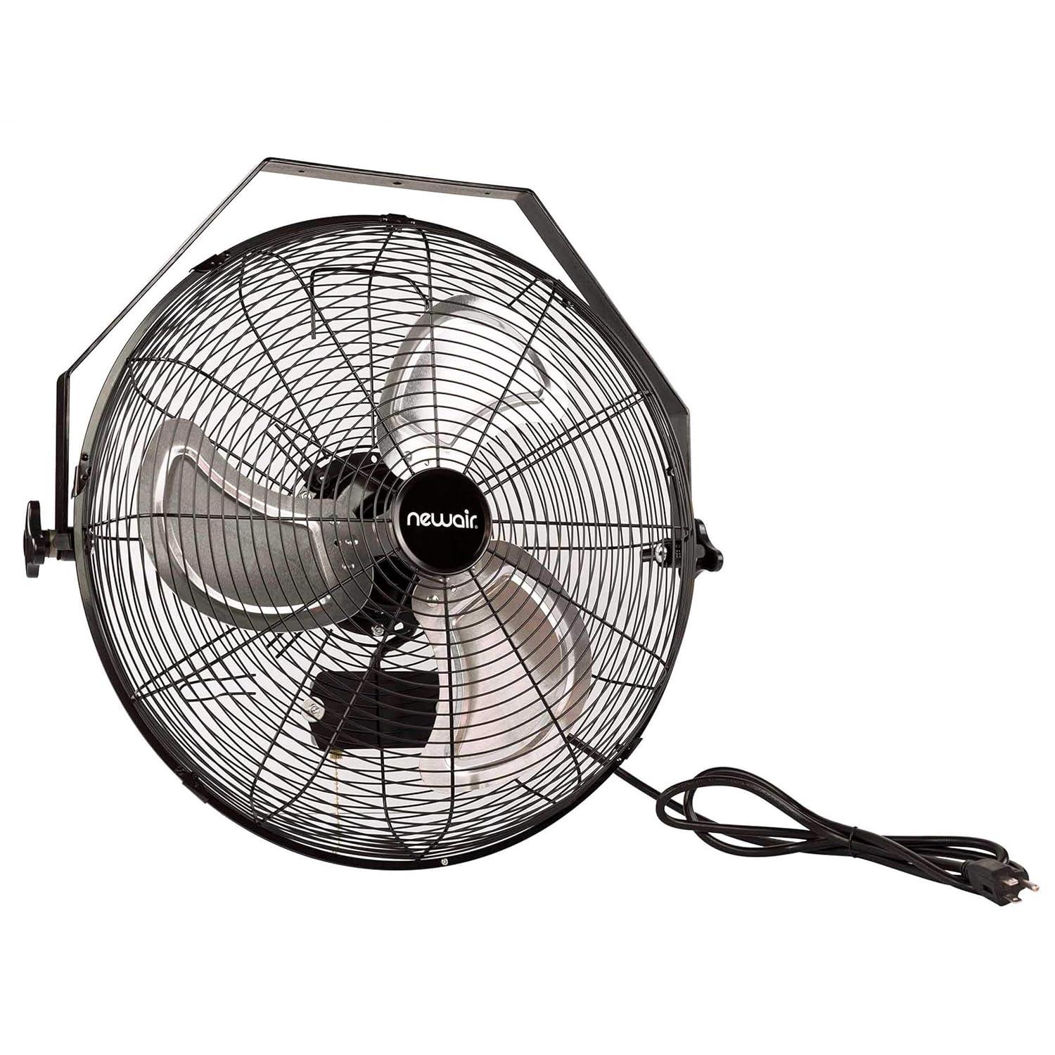 Newair Newair 18" High Velocity Wall Mount Fan, Heavy Duty Outdoor Fan, Adjustable Tilt and 3 Speeds up to 4012 CFM, Pull Chain Switch
