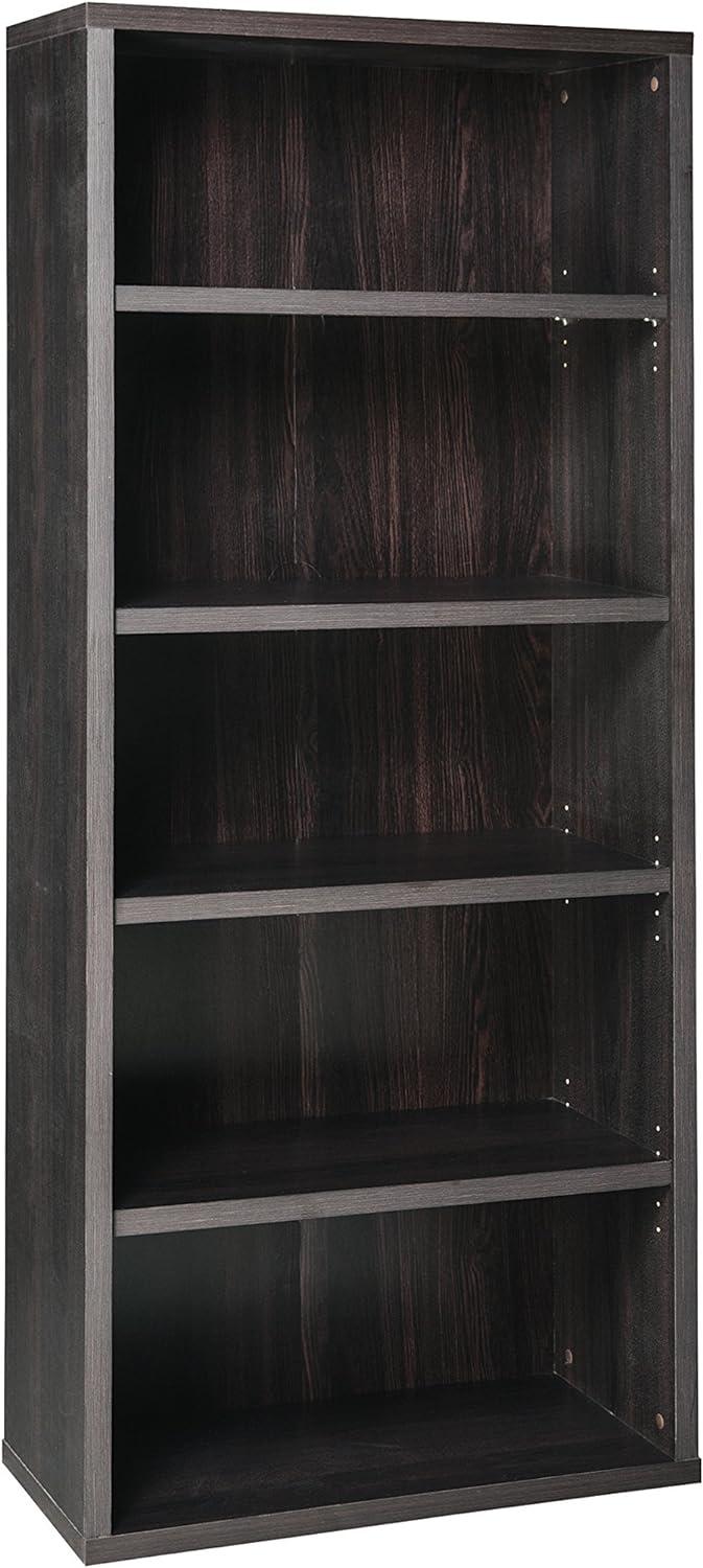 Adjustable Black Walnut 5-Tier Laminated Bookshelf
