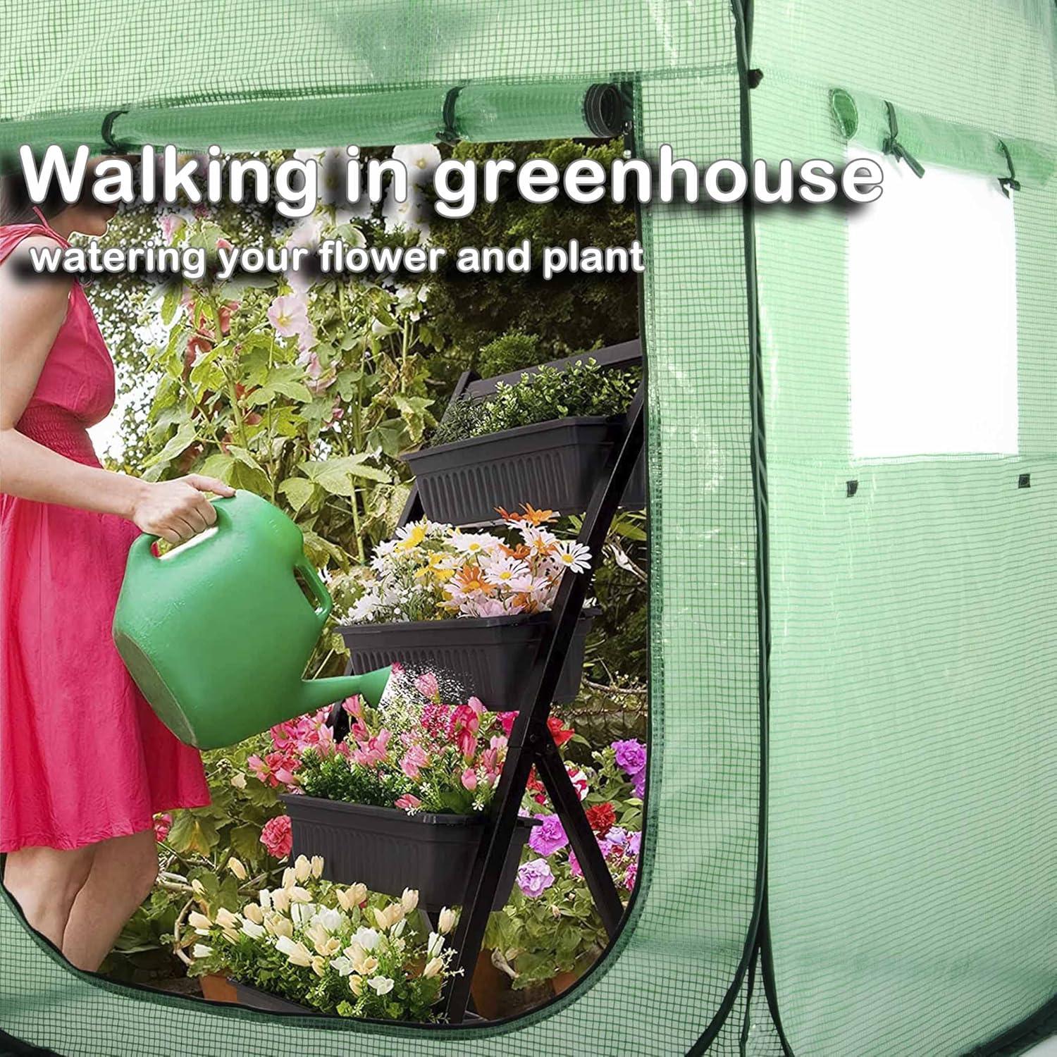 Portable X-Large Green Pop Up Greenhouse Tent with PE Cover