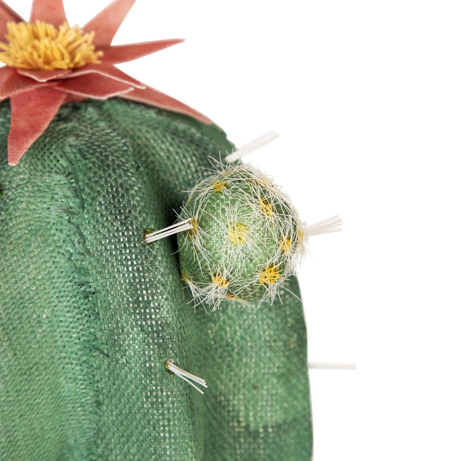 Northlight Seasonal 13.75" Potted Green and Brown Artificial Cactus Plant with Flowers