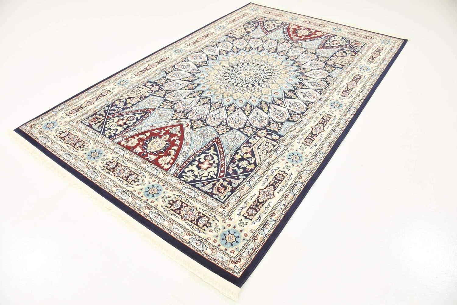 Unique Loom Narenj Collection Area Rug - Adams (5' 1" x 8' Rectangle Navy Blue/Beige)