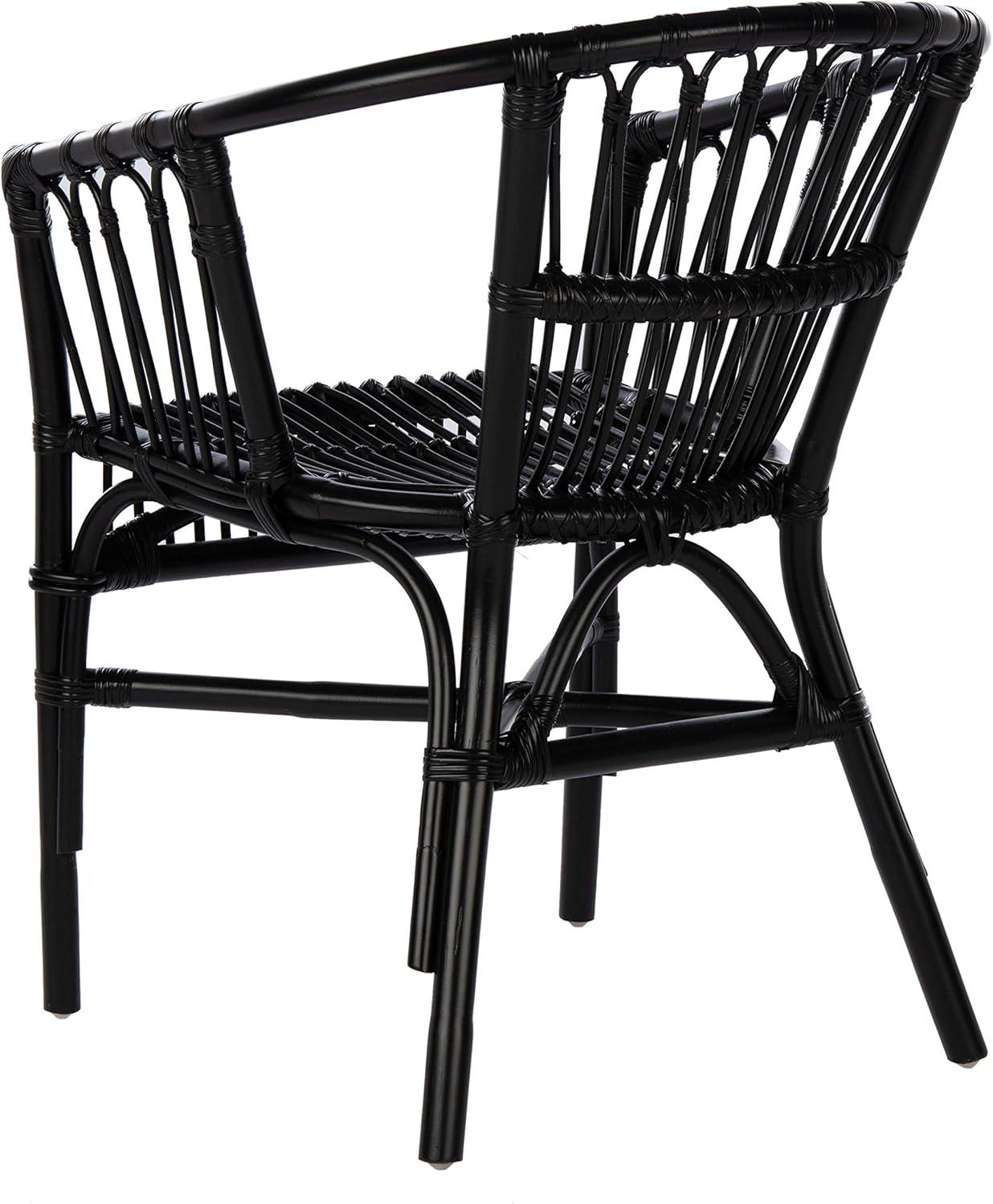 SAFAVIEH Adriana Solid Rattan Armchair, Black, Set of 2