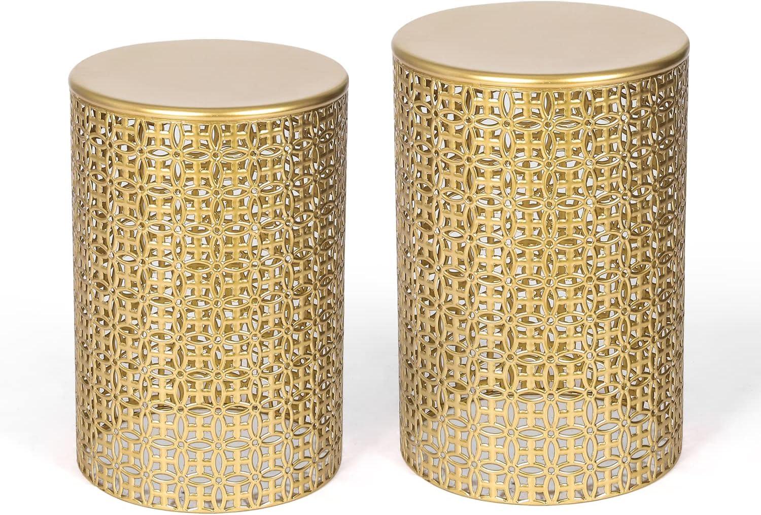 Rosdorf Park Arvil Golden Round Metal End Table(set of 2)