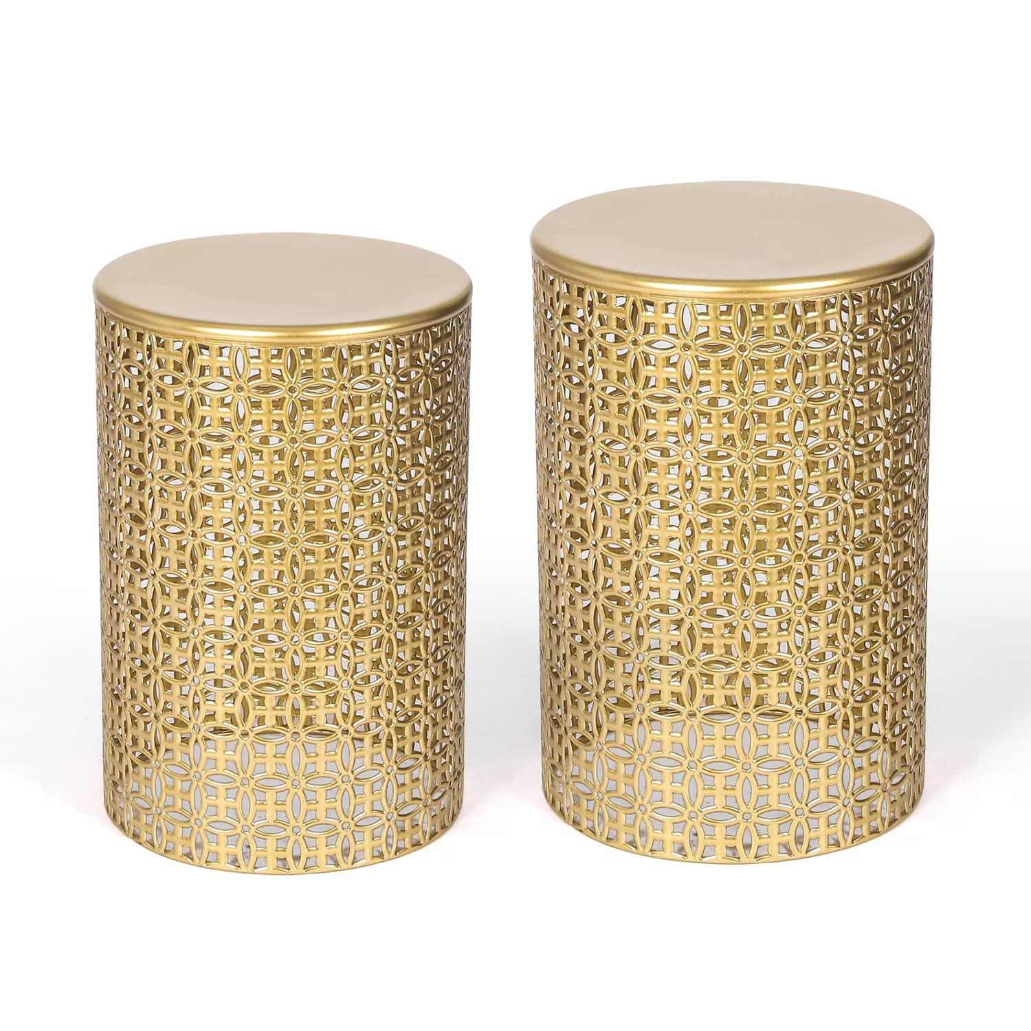 Rosdorf Park Arvil Golden Round Metal End Table(set of 2)