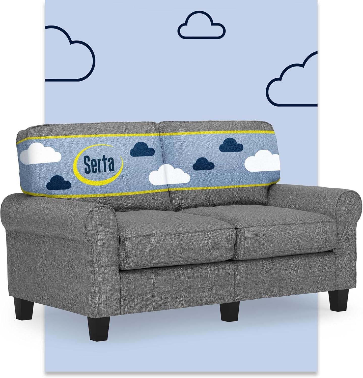 Serta Copenhagen 61" Rolled Arm Sofa, Easy Care Fabric, Soft Pillow Back, Pocket Coil Seat Cushions
