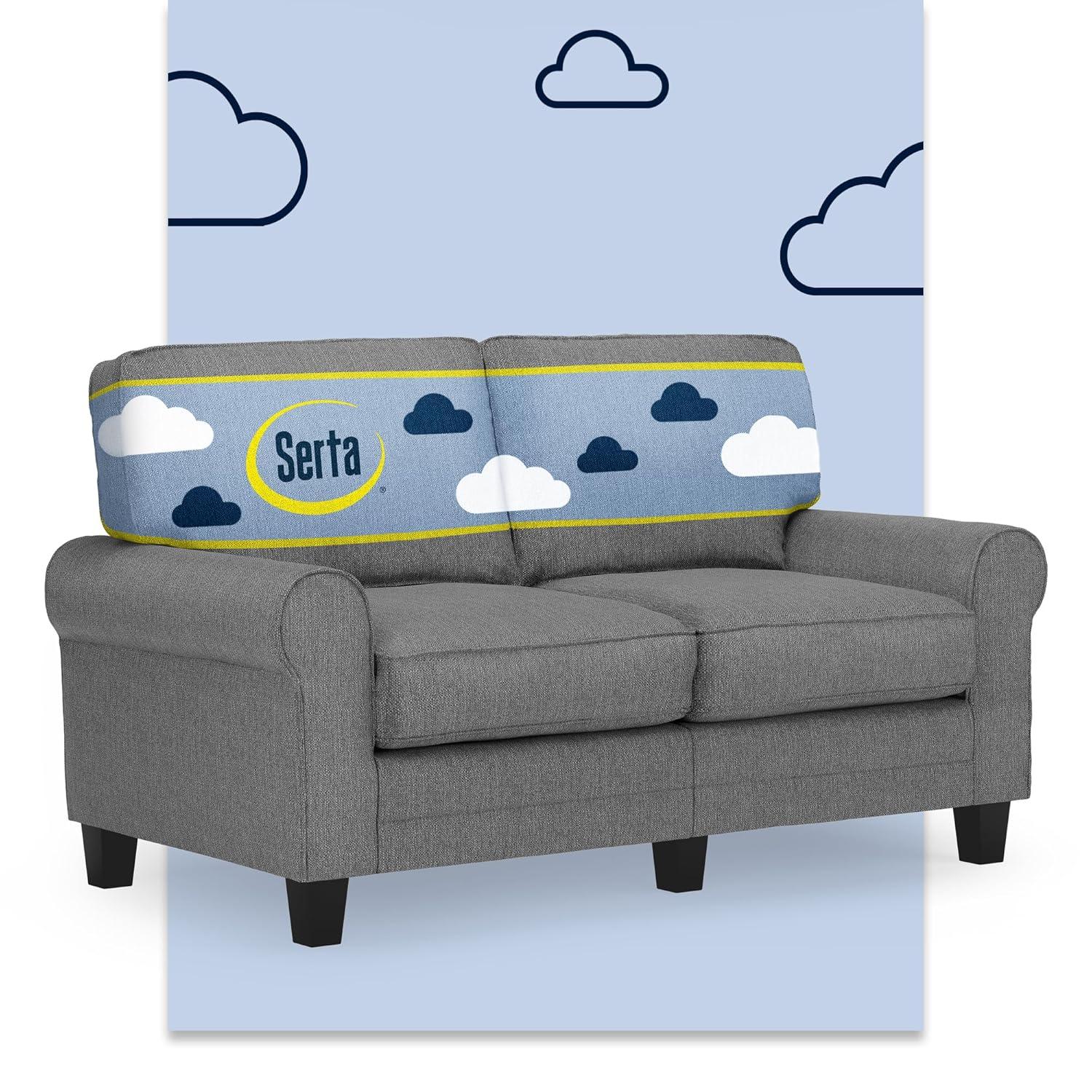 Serta Copenhagen 61" Rolled Arm Sofa, Easy Care Fabric, Soft Pillow Back, Pocket Coil Seat Cushions