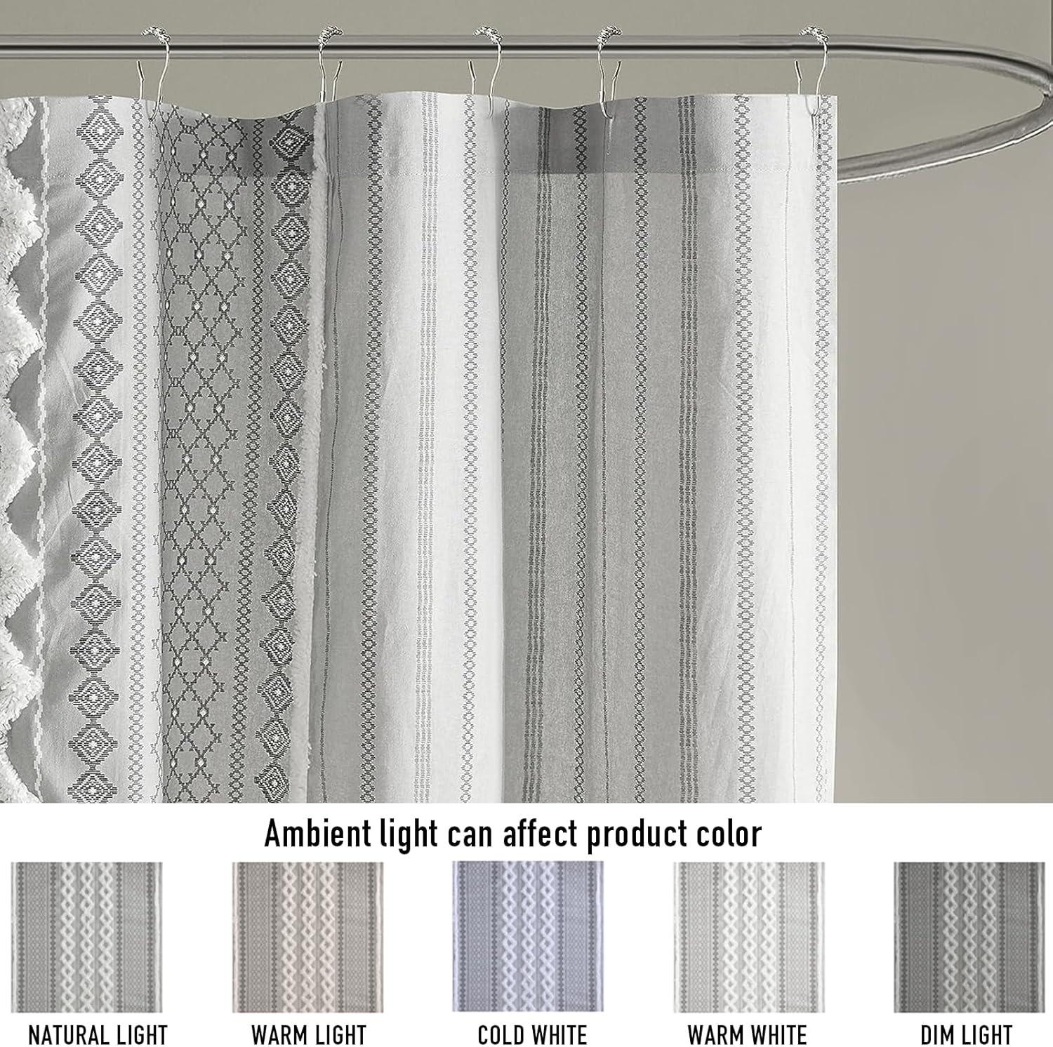 INK+IVY Imani 100% Cotton Printed Shower Curtain with Chenille