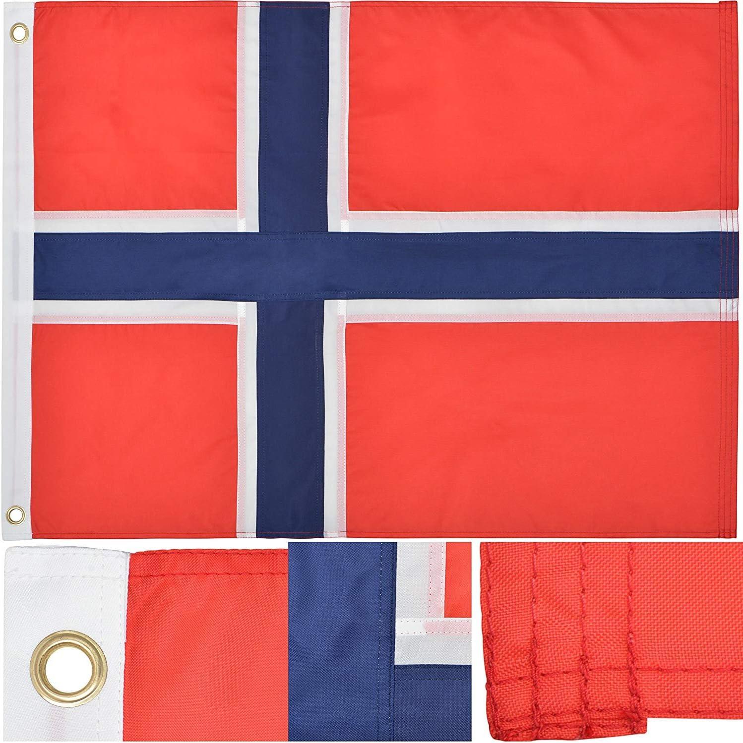 Norwegian Flag 2' x 3' Red and Blue Nylon Outdoor Banner