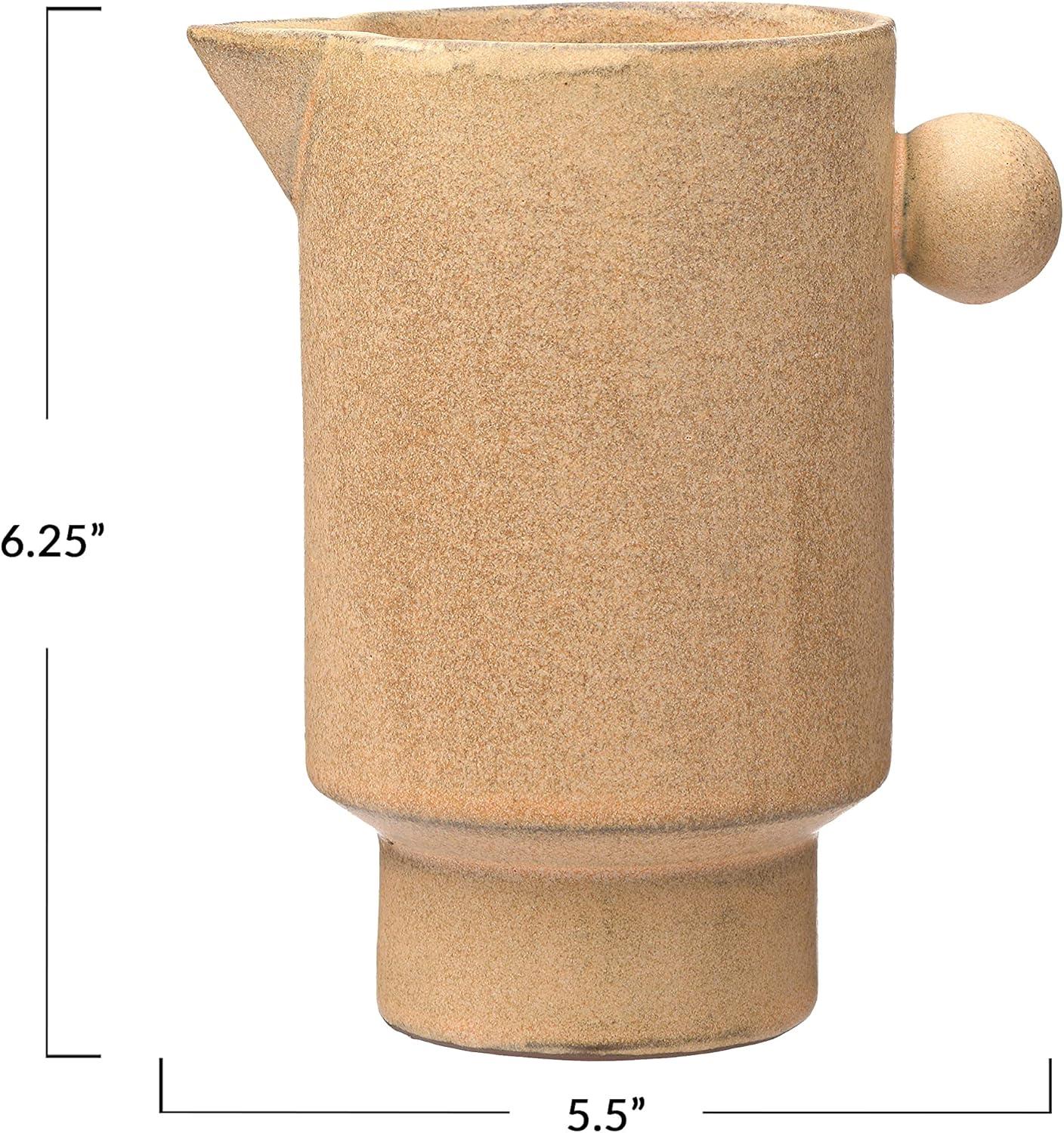 Creative Co-Op Modern Small Stoneware Pitcher or Vase, Putty Brown