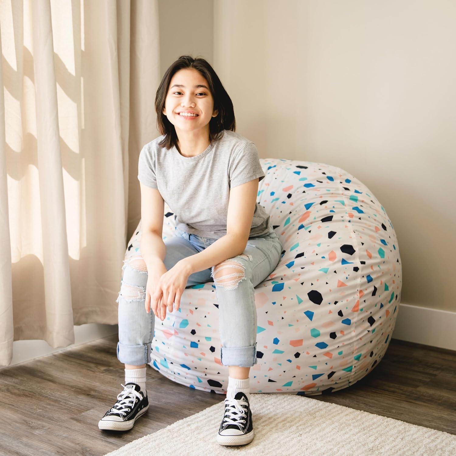 Big Joe Medium 3 Foot Foam Filled Bean Bag Chair with Soft Removeable Cover