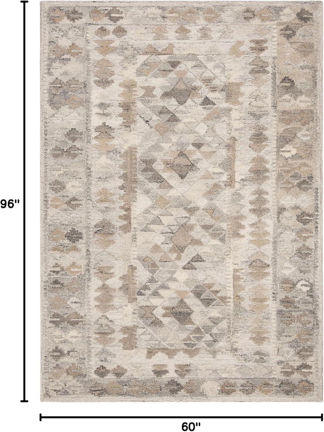 Hand-Tufted Modern Gray Wool 5' x 8' Rectangular Area Rug