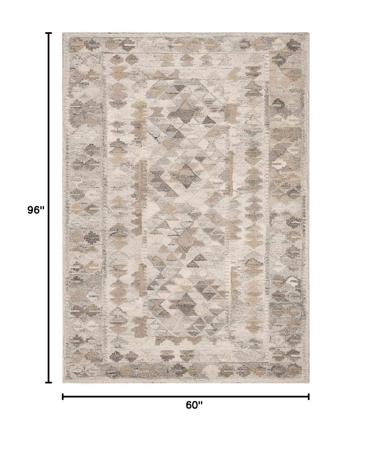 Hand-Tufted Modern Gray Wool 5' x 8' Rectangular Area Rug