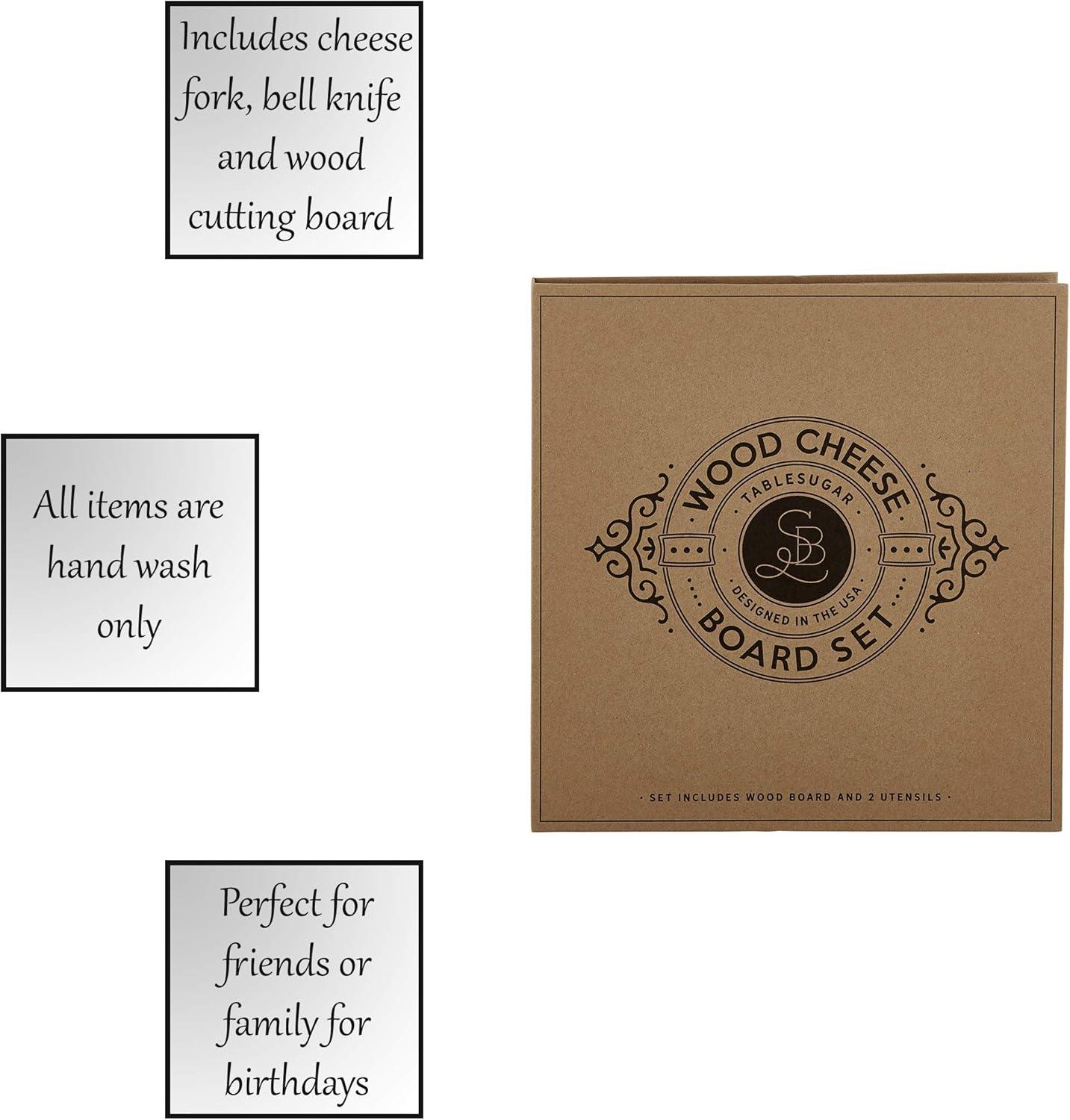 Santa Barbara Design Studio Gift Set Kitchen Essentials TableSugar Kraft Cardboard Book Gift Box, 3-Pieces, Wood Cheese Board Kit
