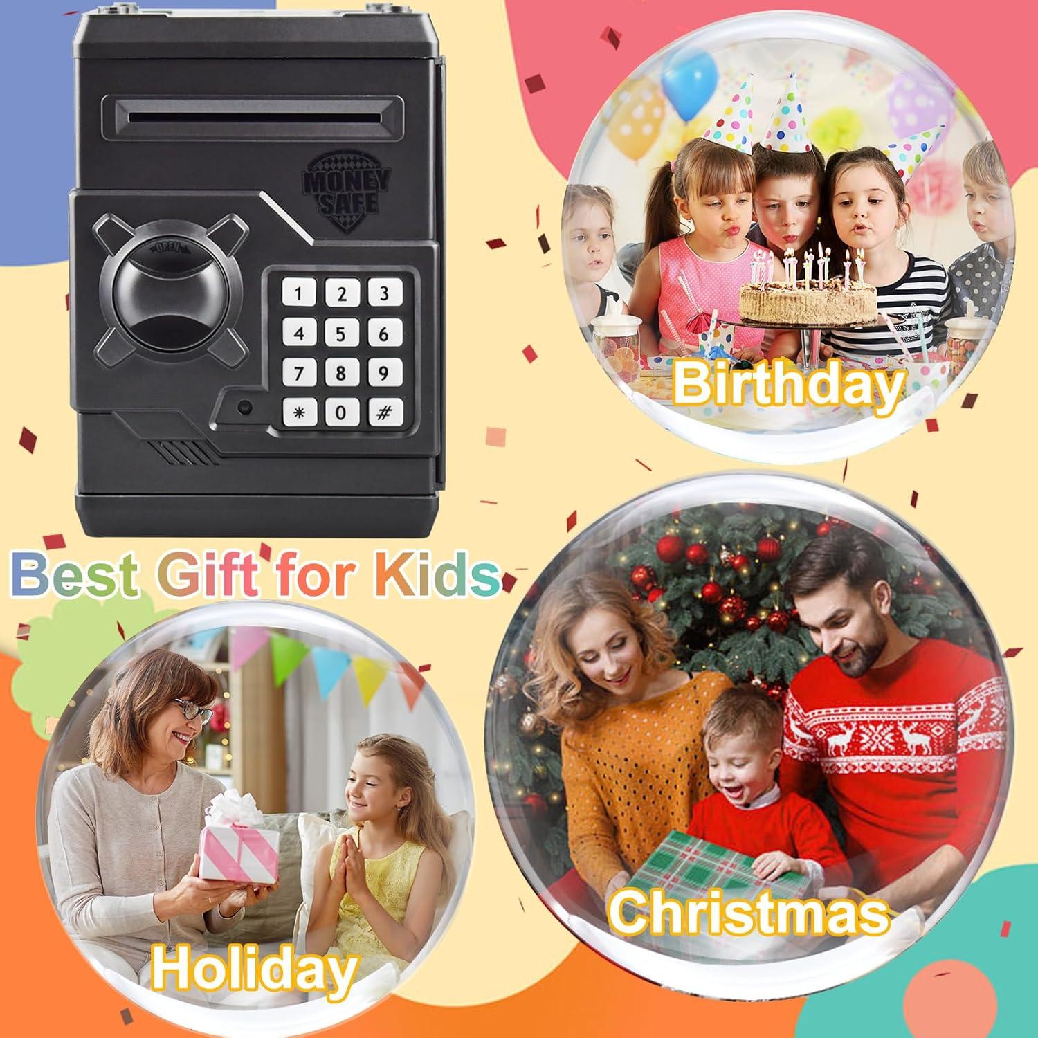 HUSAN Piggy Banks Money Banks for Kids, Electronic Password Code Money Banks ATM Banks Box Coin Bank for Children Boys and Girls (Iron Gray)