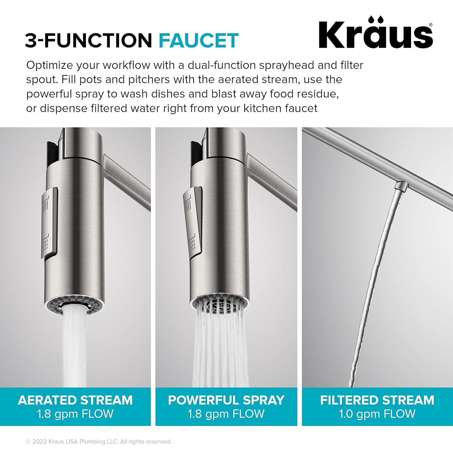 Oletto 2-in-1 Pull-Down Single Handle Kitchen Faucet