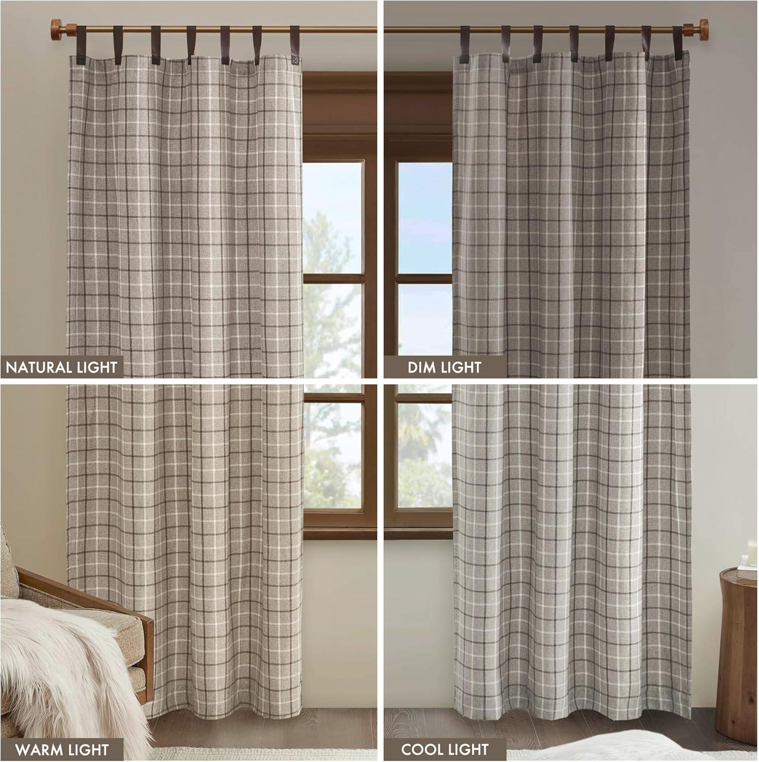 Anaheim Woven Plaid Room Darkening Thermal Fleece Lined Single Curtain Panel