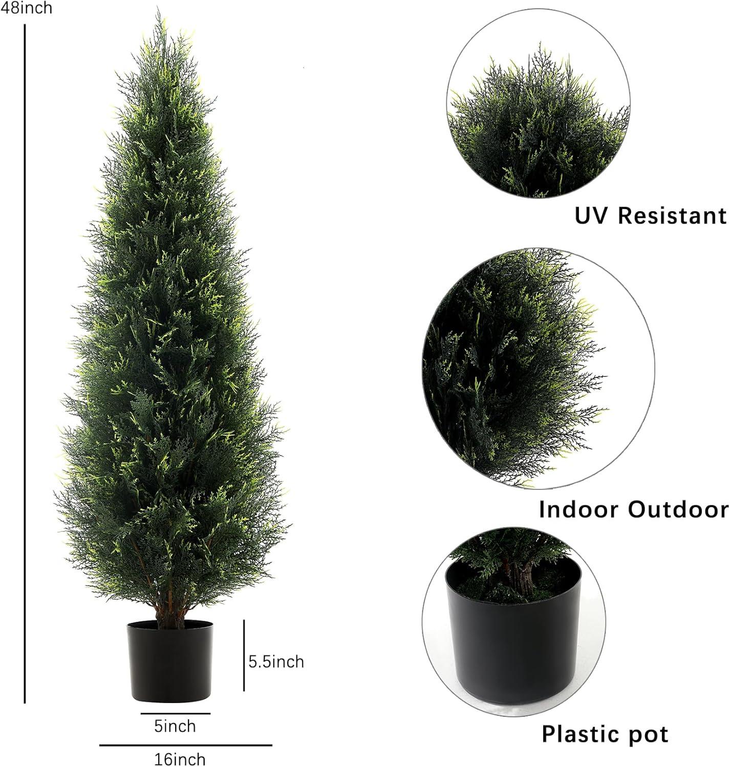 4ft UV Resistant Potted Artificial Cedar Topiary Trees