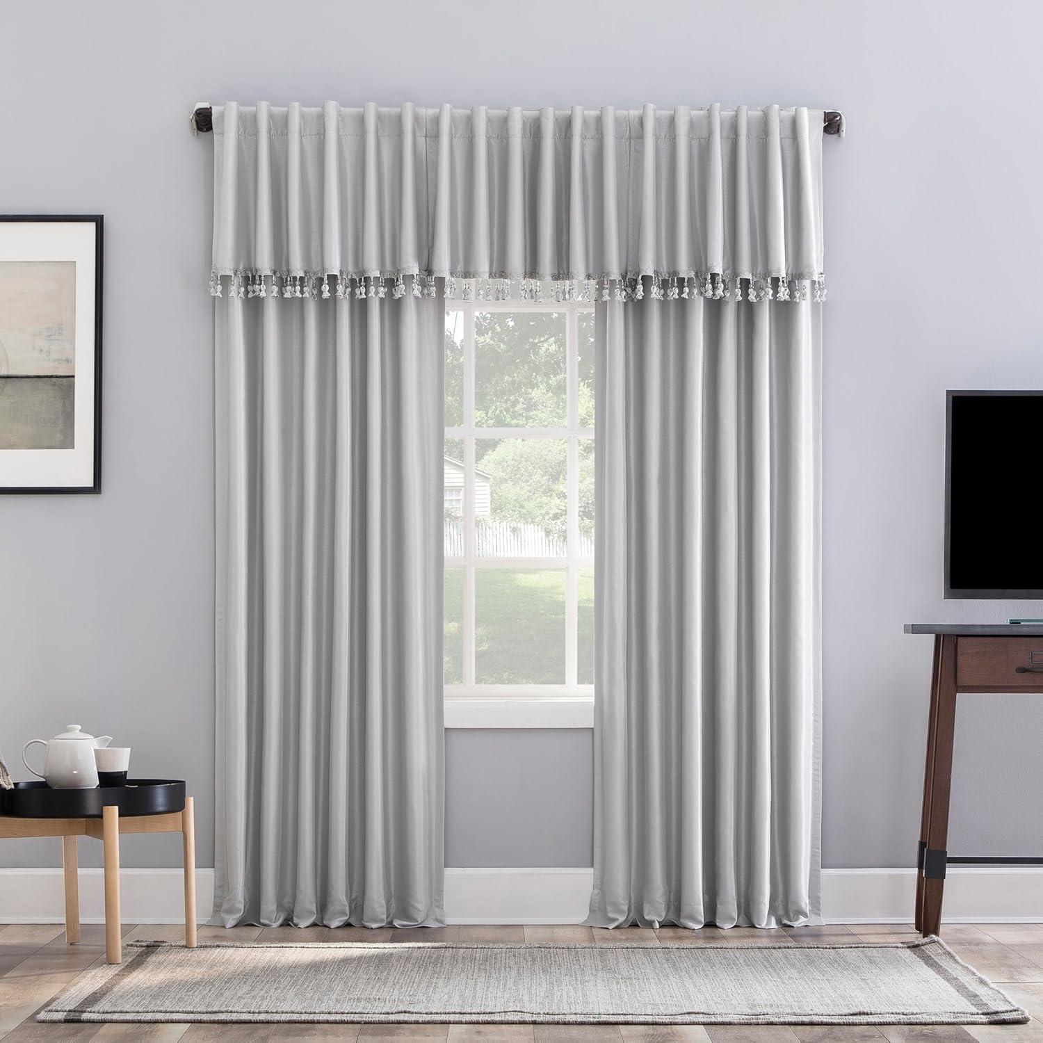 Sun Zero Sun Zero Evelina Faux Dupioni Silk Thermal Extreme 100% Blackout Back Tab Window Valance