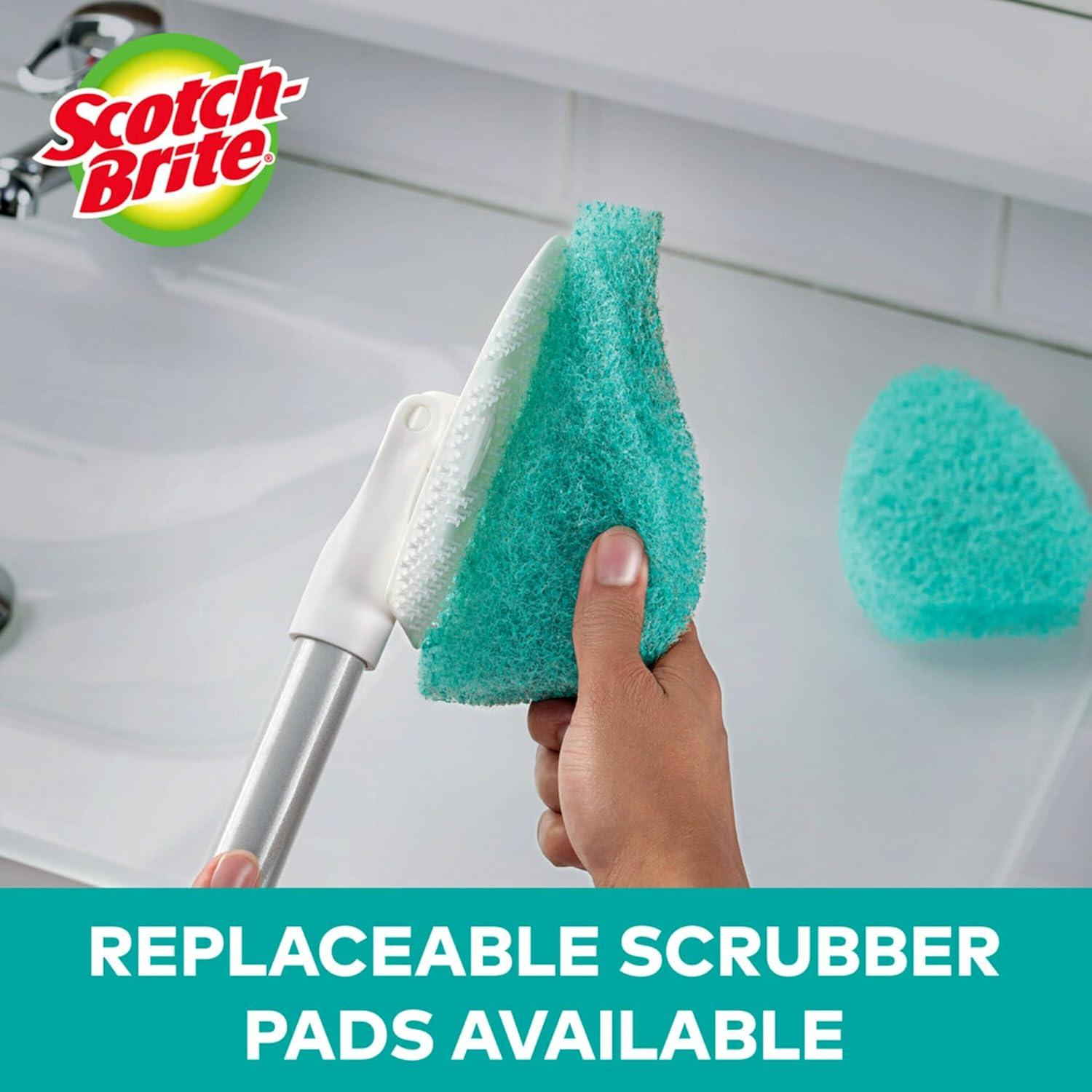 Scotch-Brite Extendable Tub & Tile Scrubber Kit, 1 Handle and 3 Non-Scratch Scrubber Pads