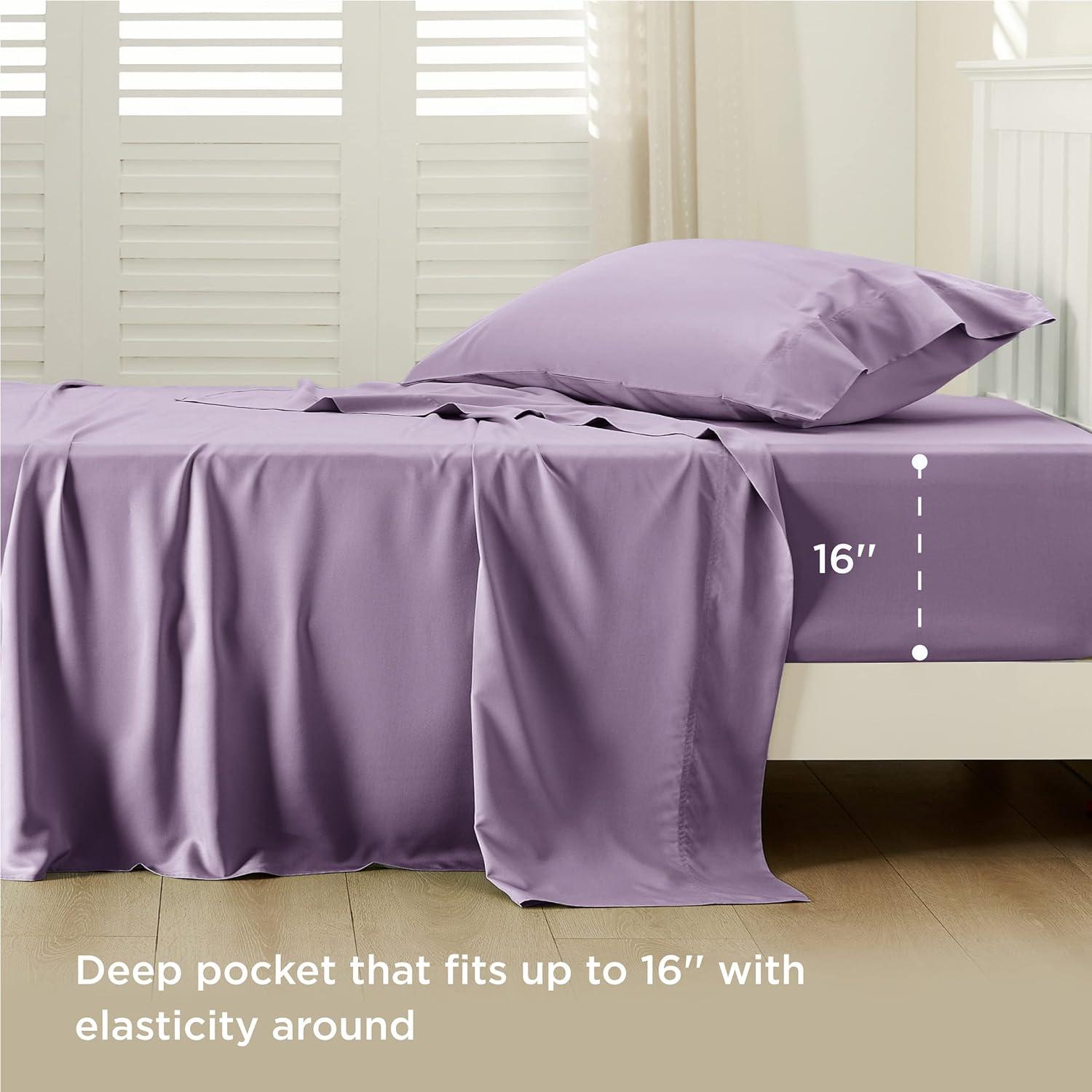 Rayon Derived from Bamboo Sheet Set 3 Pcs Solid Twin Dark Grey - Bedsure