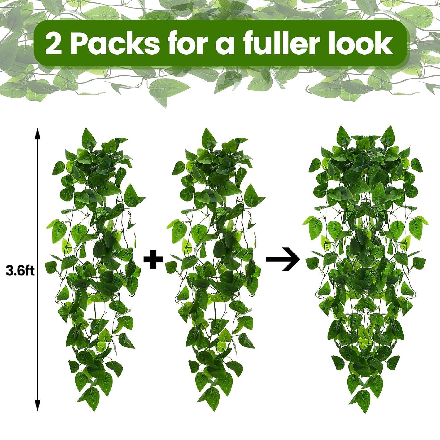 Ophelia & Co. Fake Hanging Plants Vines(2Pcs) Artificial Ivy Greenery Garlands For Home Bedroom Living Aesthetic Indoor,Outdoor Farmhouse Decorations(No Basket)