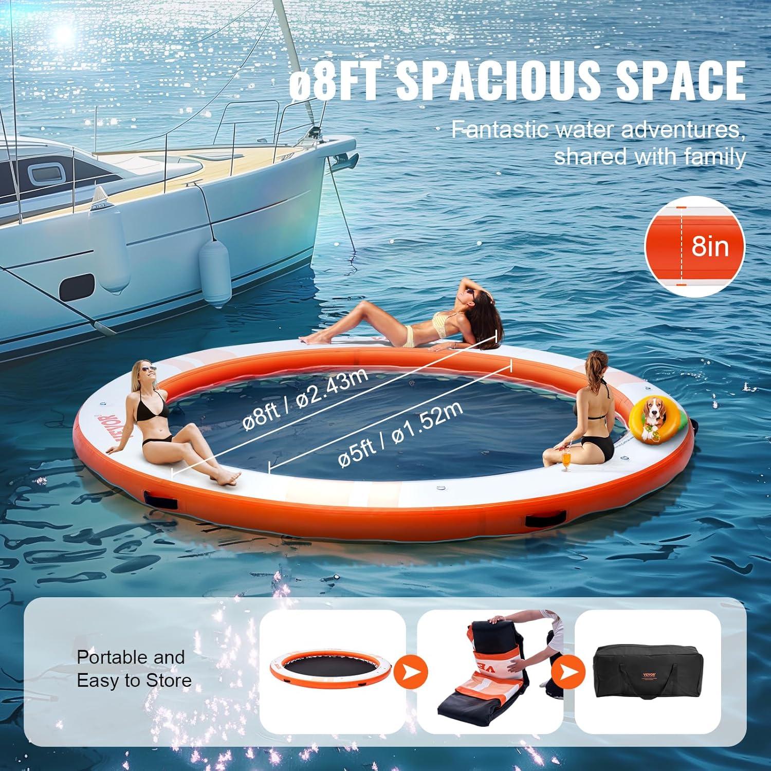 Stellweilan Tessberg 15x6.5FT Inflatable Dock Platform with 4*6FT Trampoline Mesh Pool, Floating Platform Water Mat