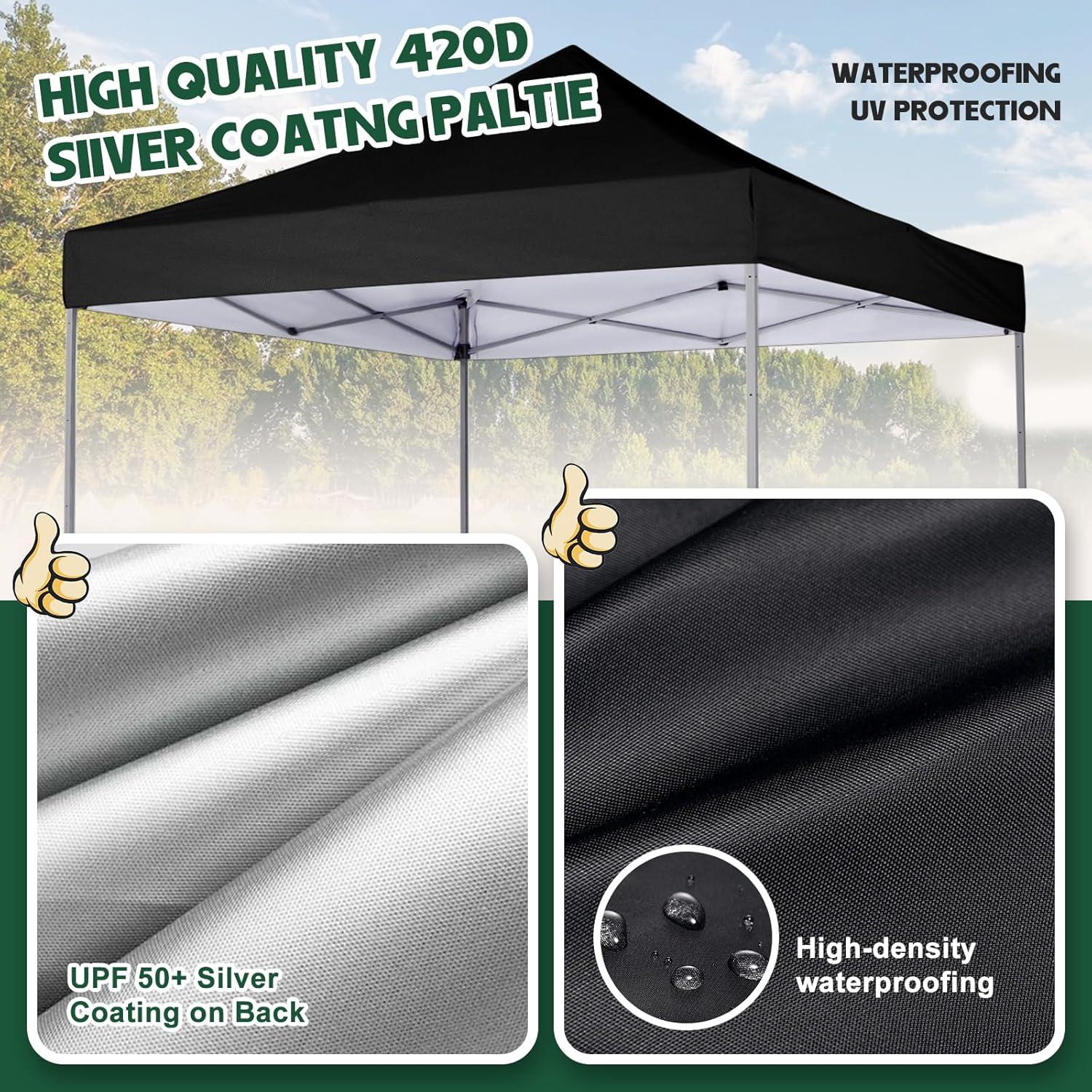 Black 8x8 Waterproof Pop-Up Canopy Replacement Top