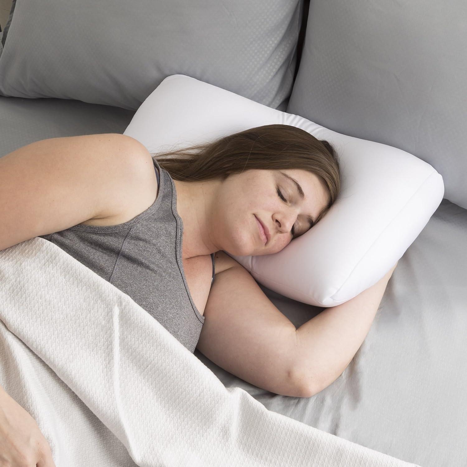 White Microbead Ergonomic Travel and Sleep Pillow