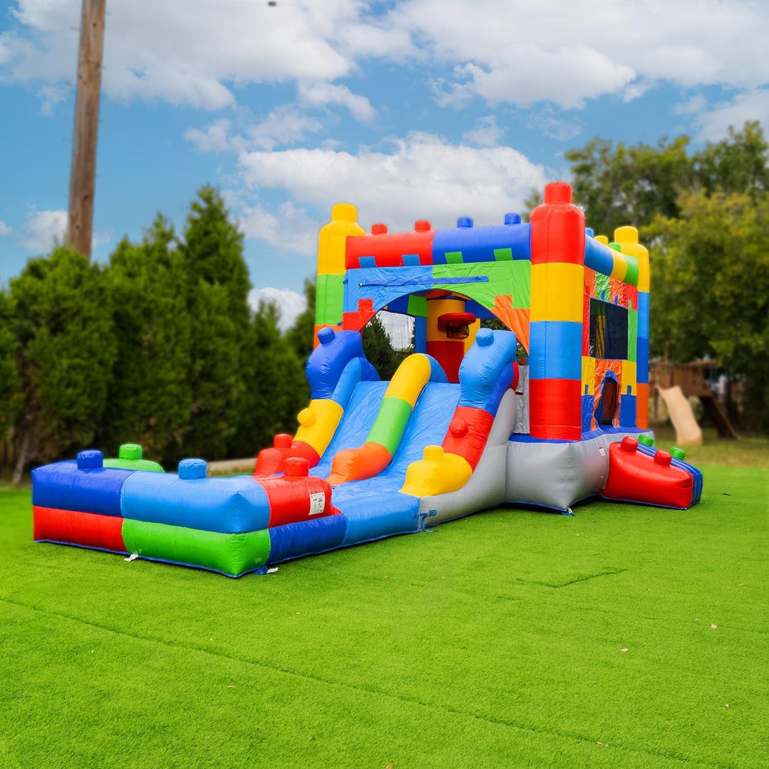 Colorful Commercial Grade Inflatable Water Slide Bounce House with Pool