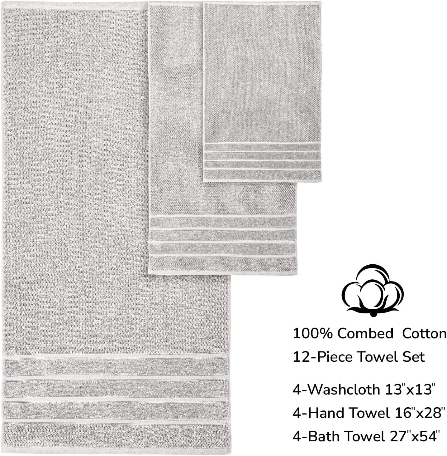 Luxury 100% Cotton 6-Piece Towel Set, 650 GSM Hotel Collection, Super Soft and Highly Absorbent (Multicolor, 6 Pack Set)