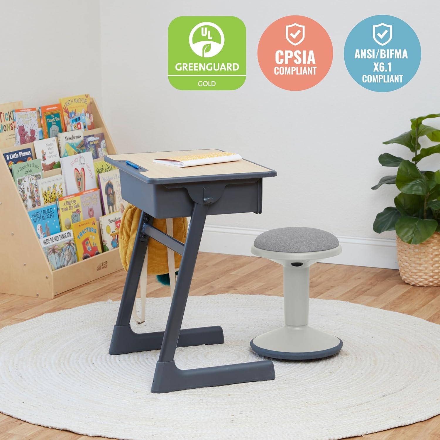 ECR4Kids ECR4Kids Sitwell Wobble Stool with Cushion, Adjustable Height, Active Seating