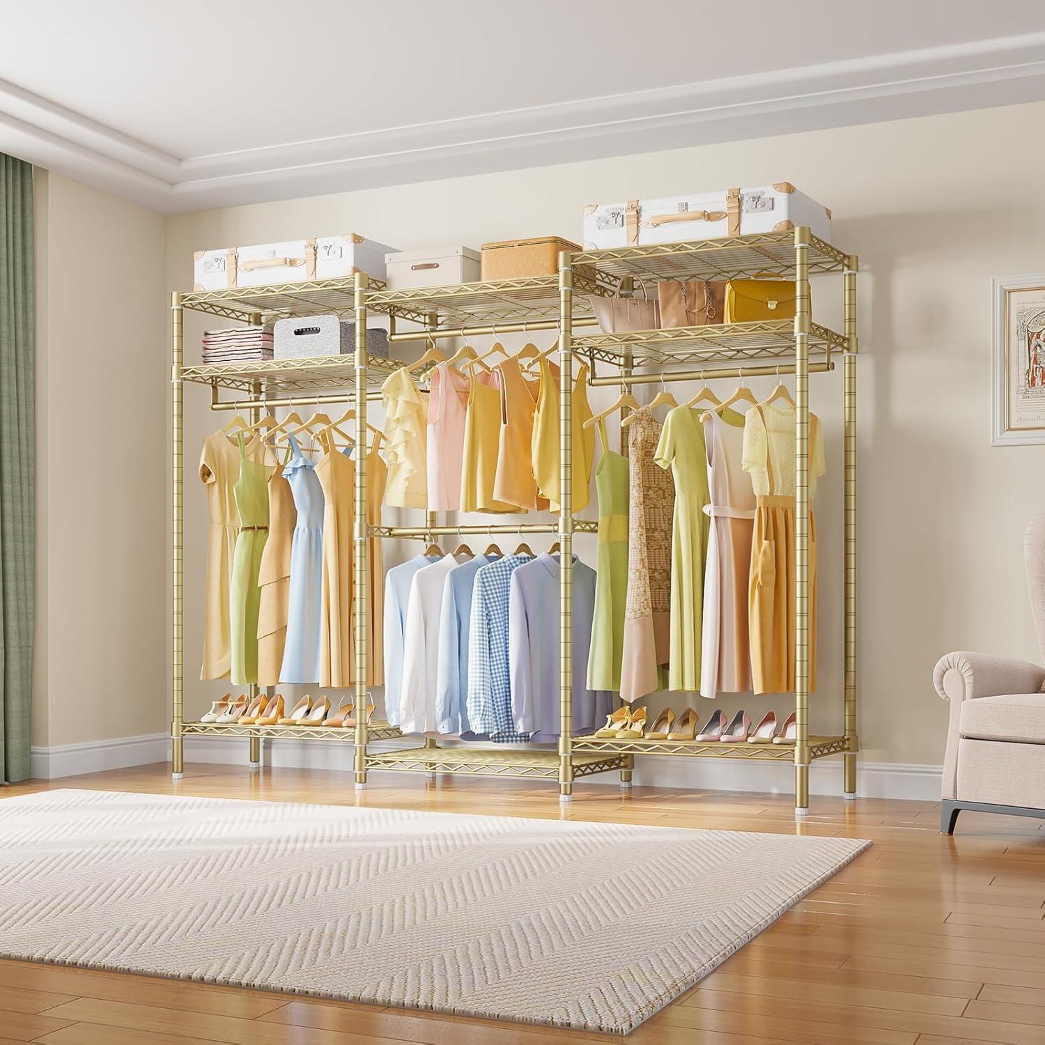 VIPEK V5i Garment Rack Heavy Duty Clothes Rack, Portable Closet Wardrobe Bedroom Armoires Freestanding Clothing Rack, Gold