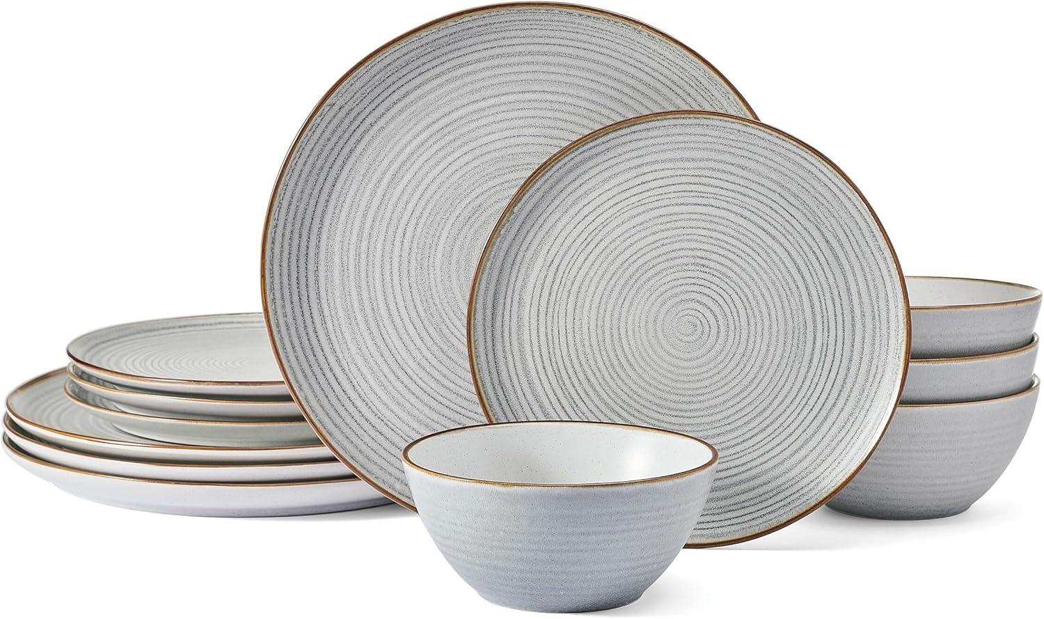 Pfaltzgraff Rowan 12 Piece Stoneware Dinnerware Set Gray