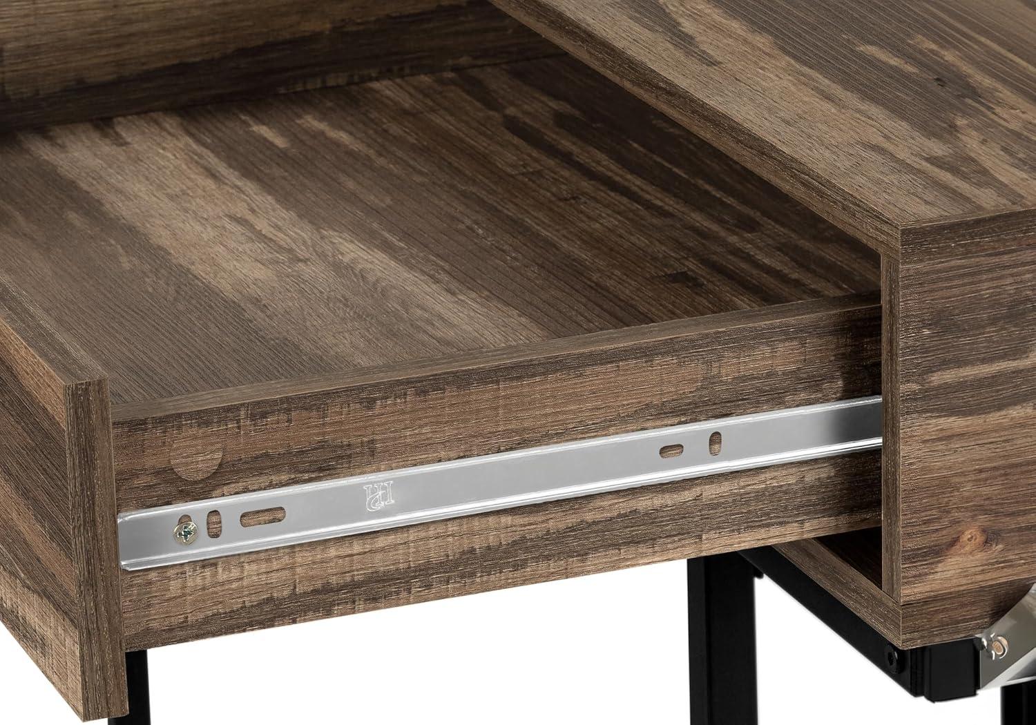 Monarch Specialties Computer Desk Home Office Laptop Storage Drawers 48InchL Work Metal Laminate Black Marble Look Contemporary Modern