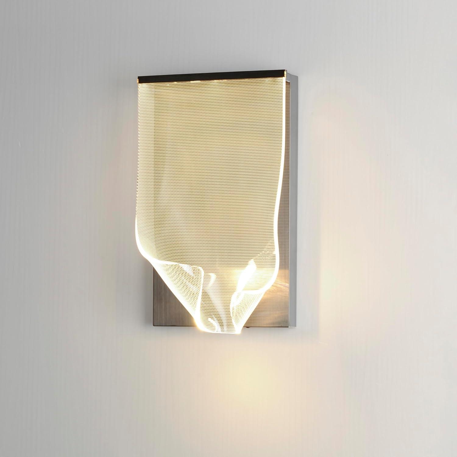 Brushed Gunmetal LED Wall Sconce with Patterned Acrylic Shade