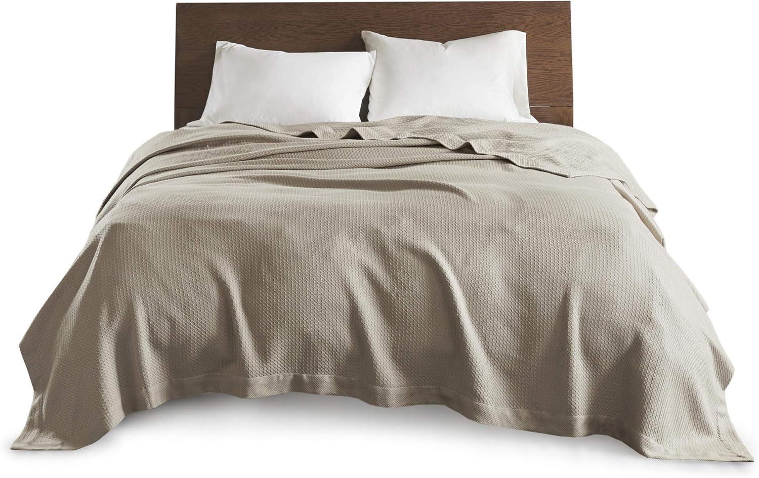 Luxurious King-Size Khaki Egyptian Cotton Cozy Blanket