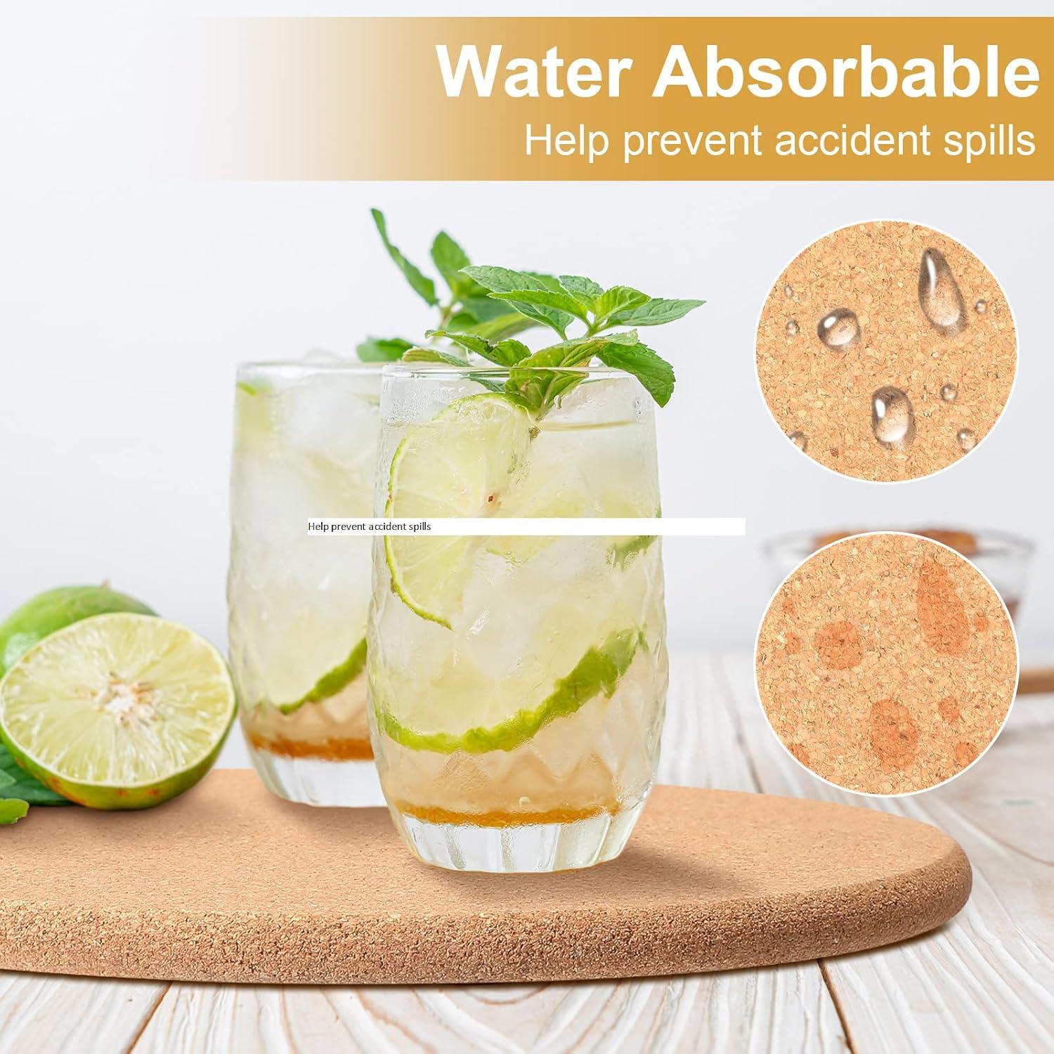 Panitay 24 Pc Cork Trivet - 8 Inch Thick Cork Coasters for Hot Dishes & Pots; Heat Resistant