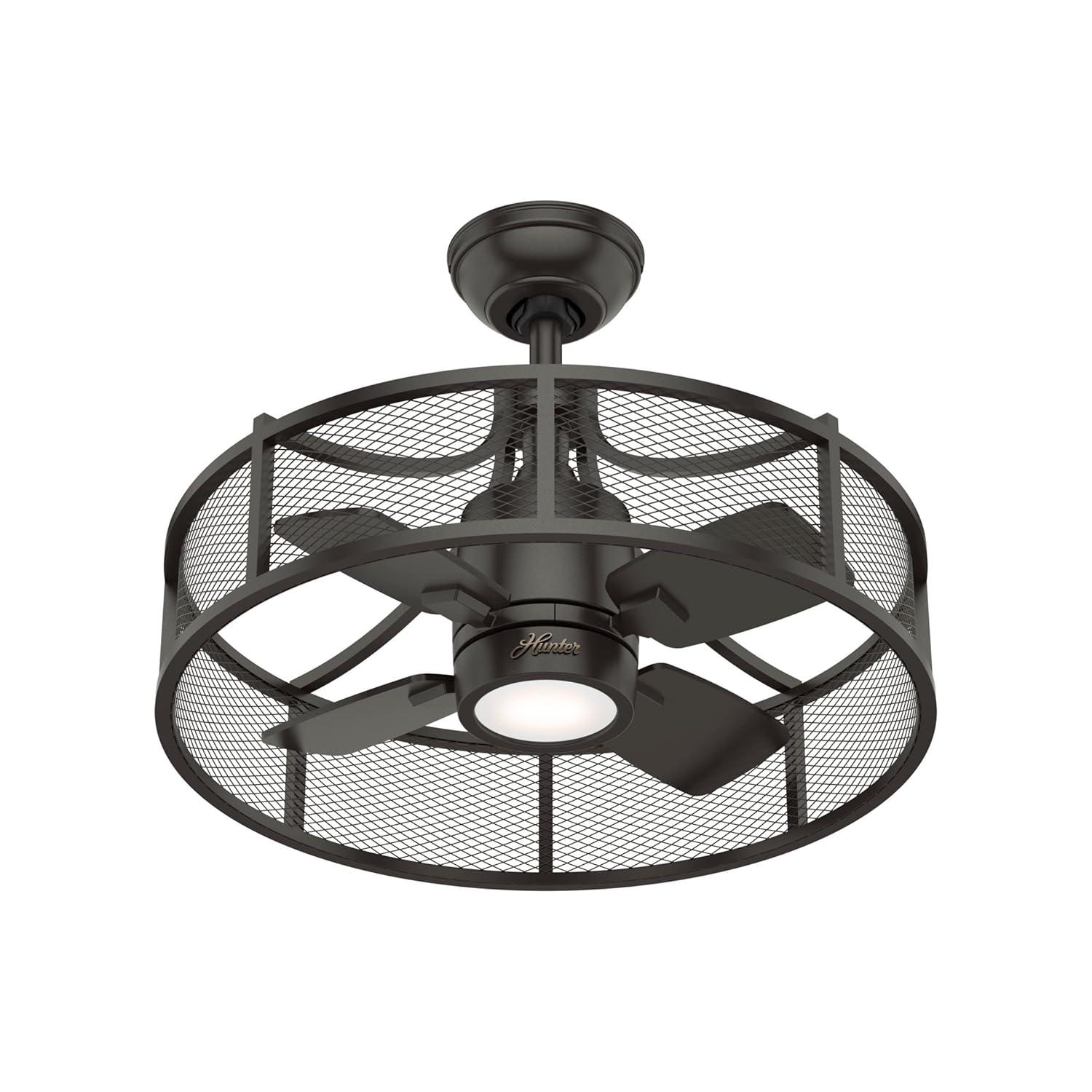 24" Seattle 4 - Blade Caged Ceiling Fan with Wall Control and LED Light Kit Included