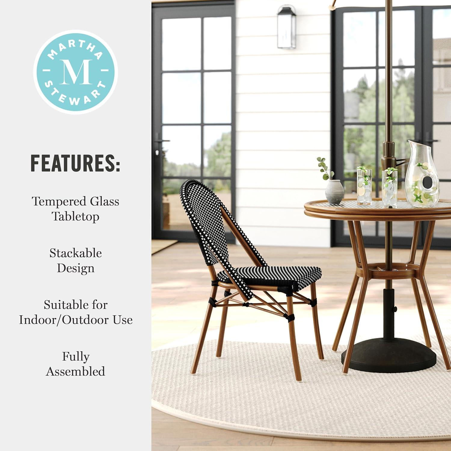Martha Stewart Martha Stewart Lily Pond All Weather Woven Bistro Table And Chairs Set With Aluminum Frames