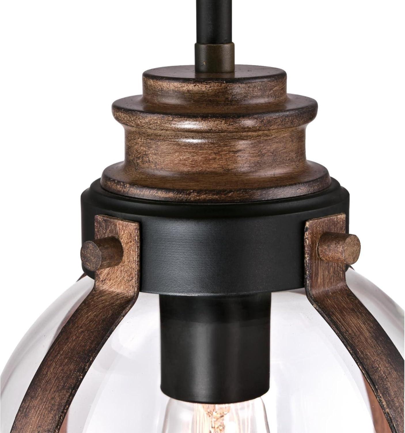 Westinghouse Cindy Mini Pendant Oil Rubbed Bronze Finish with Barnwood Accents Clear Seeded Glass