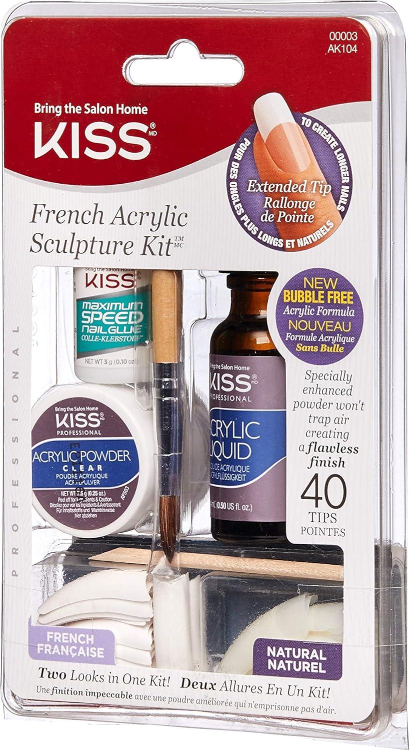 KISS Acrylic French Manicure Fake Nails Sculpture Kit - Natural - 40ct