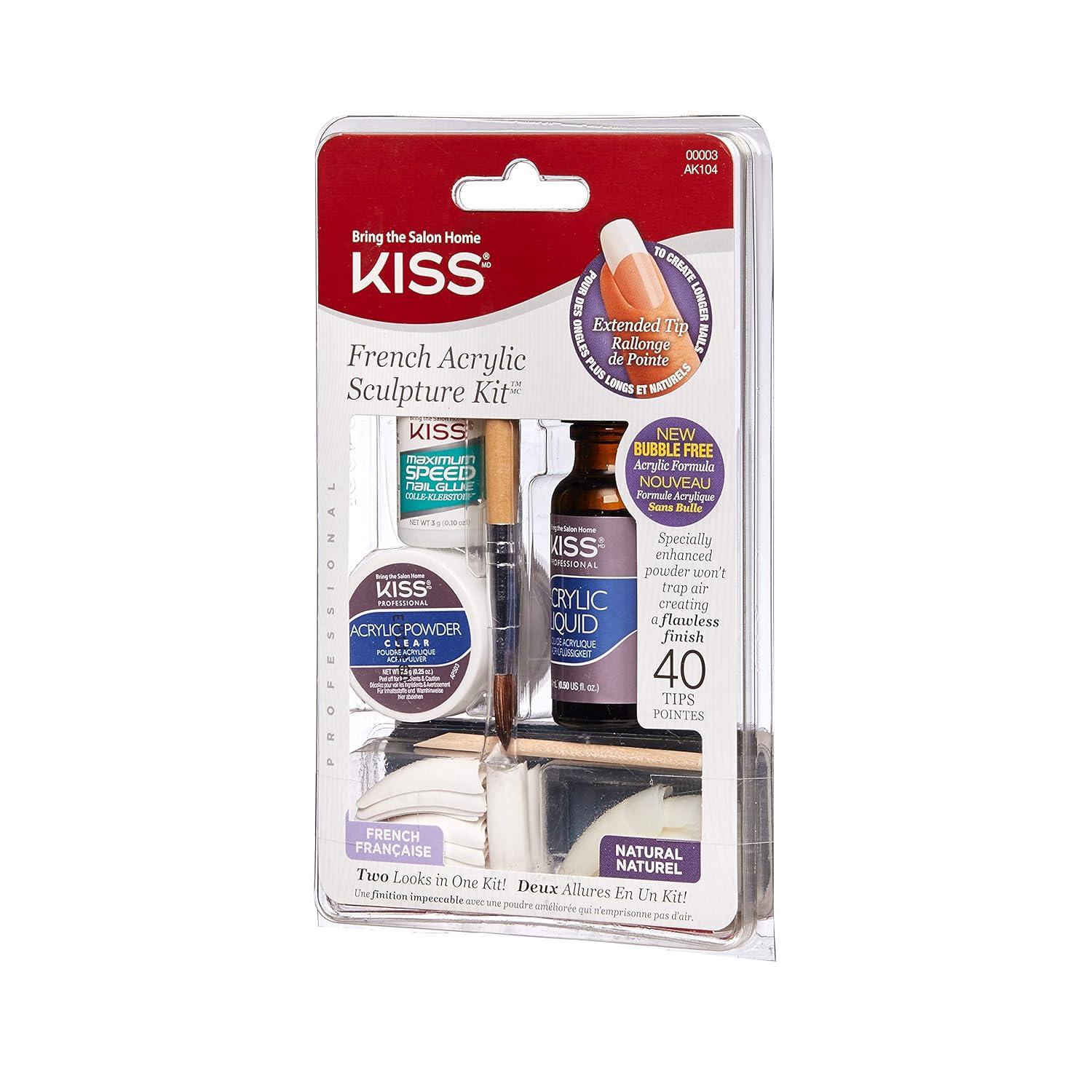 KISS Acrylic French Manicure Fake Nails Sculpture Kit - Natural - 40ct