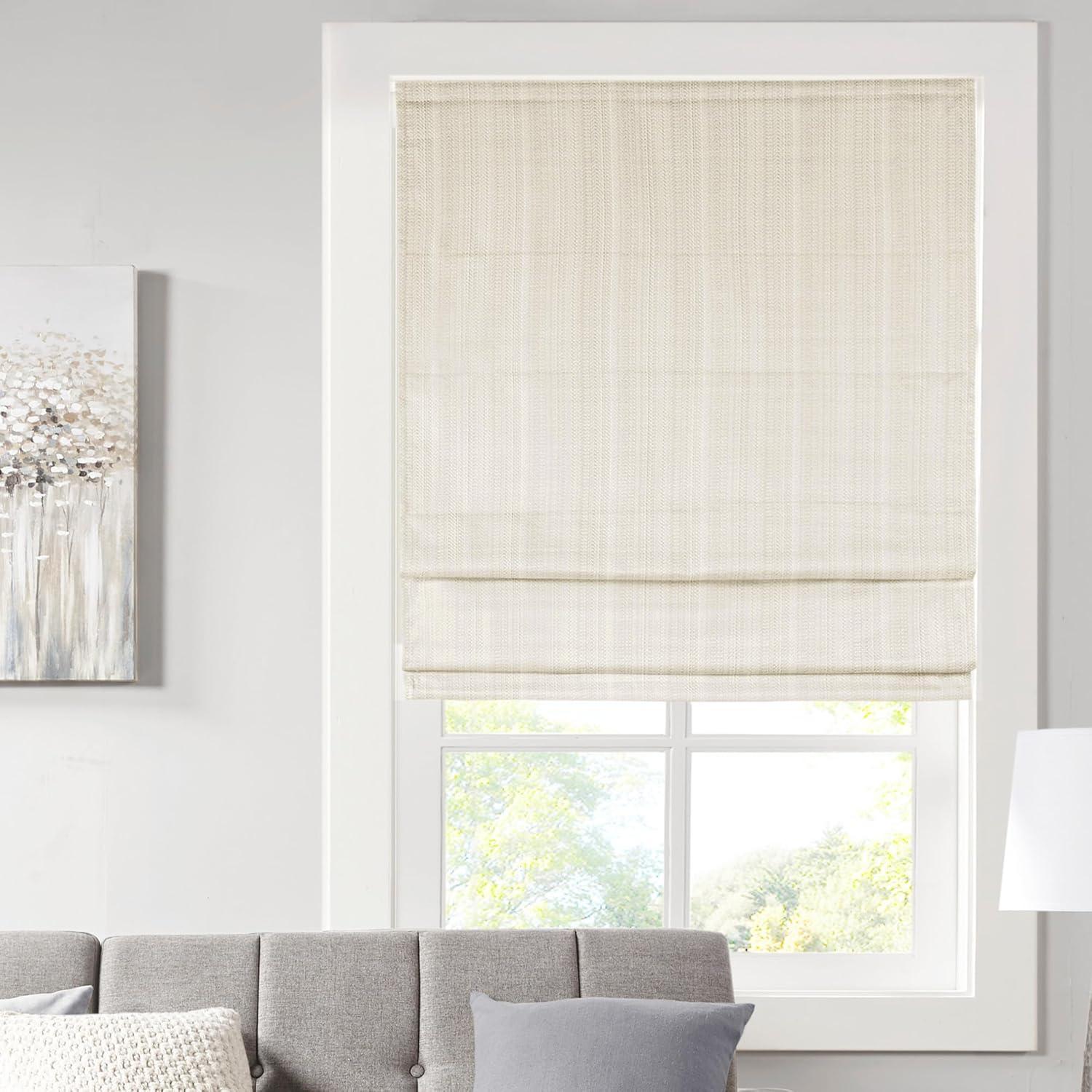 Galen Basketweave Cordless Room Darkening Single Roman Shade