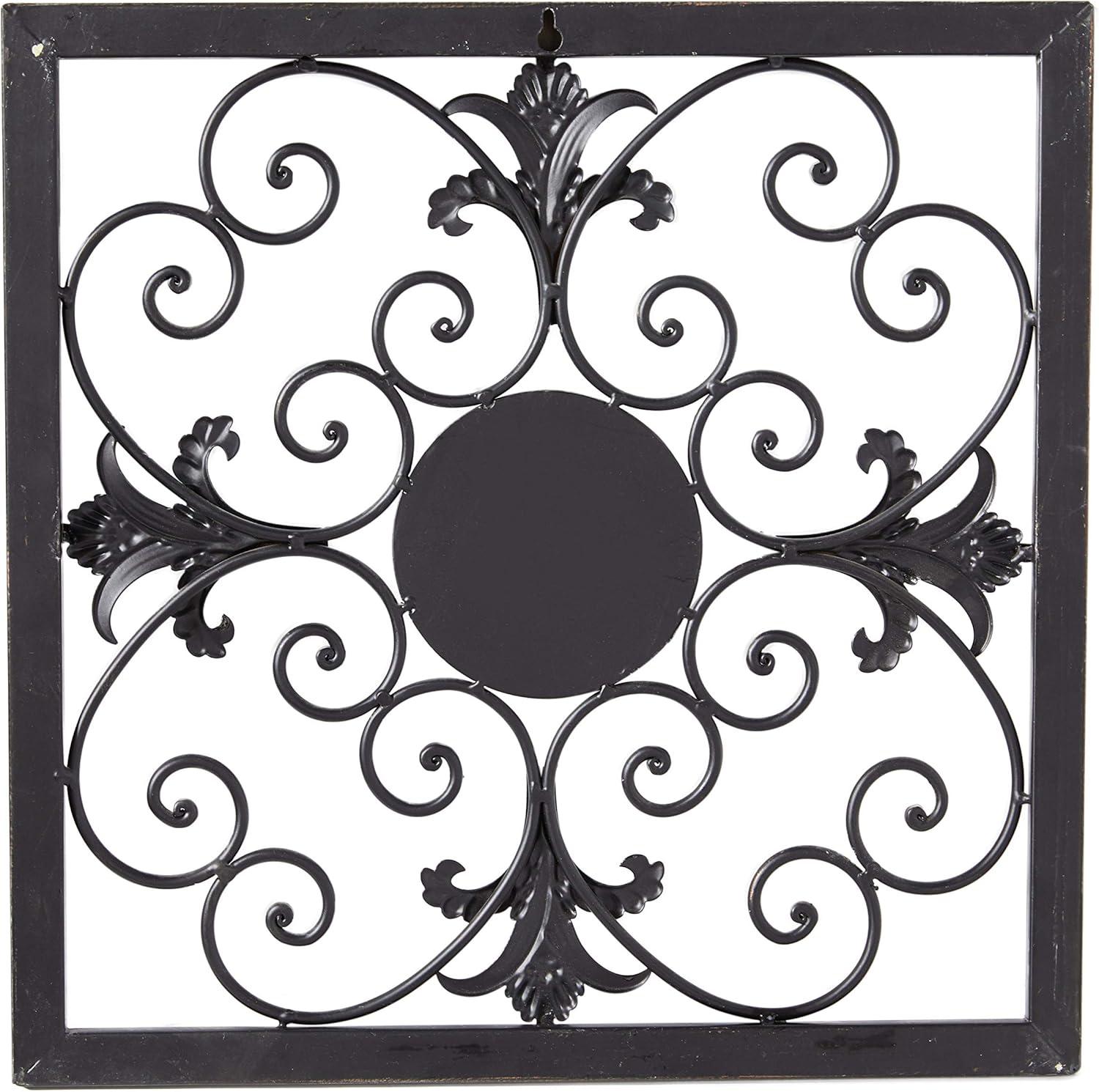 DecMode Rustic Brown Square Metal Wall Décor Set of 4 14"W x 14"H