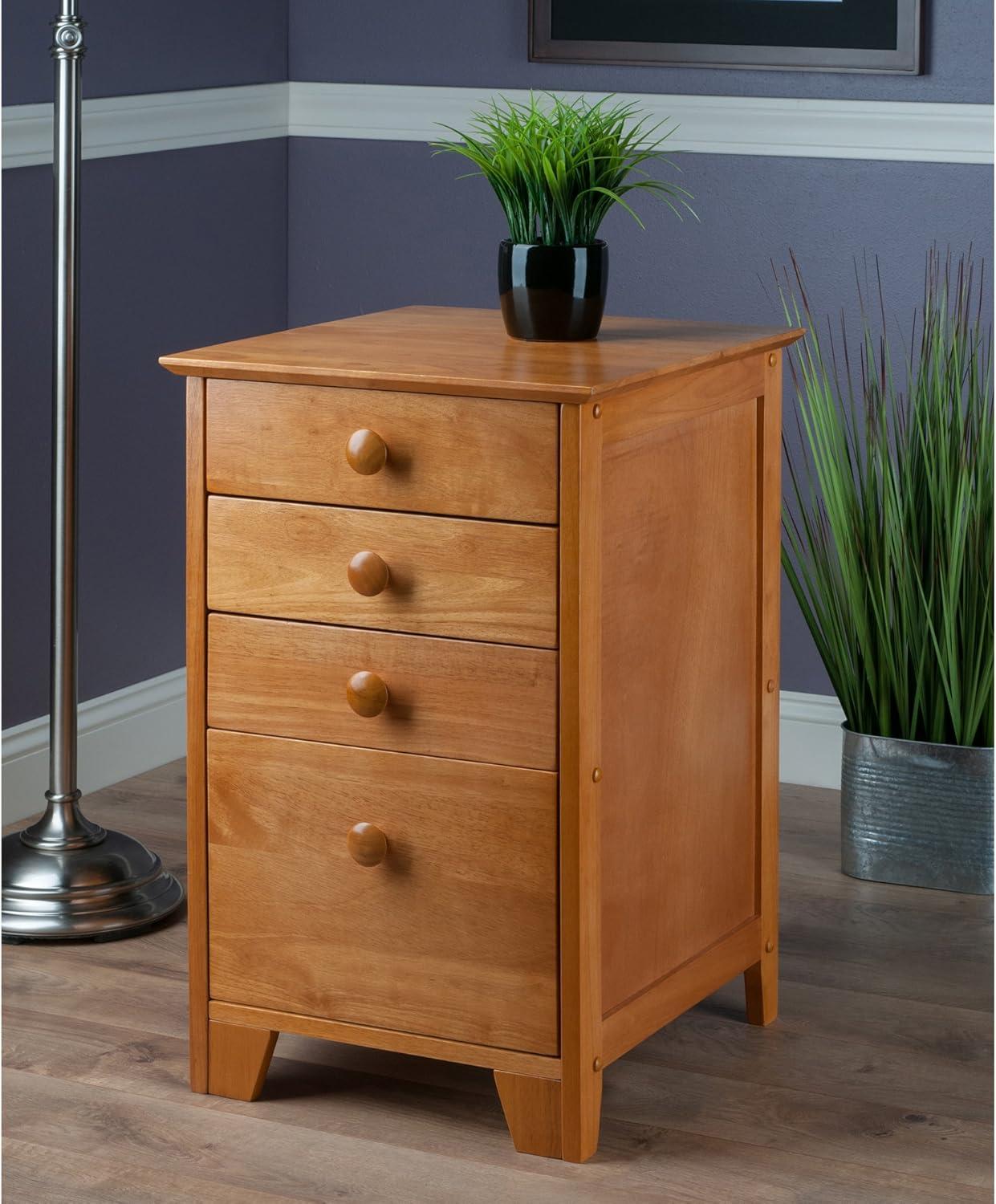 4 Drawers Studio File Cabinet Honey Brown - Winsome: Vertical Storage, Home Office, L-Shaped Desk Compatible