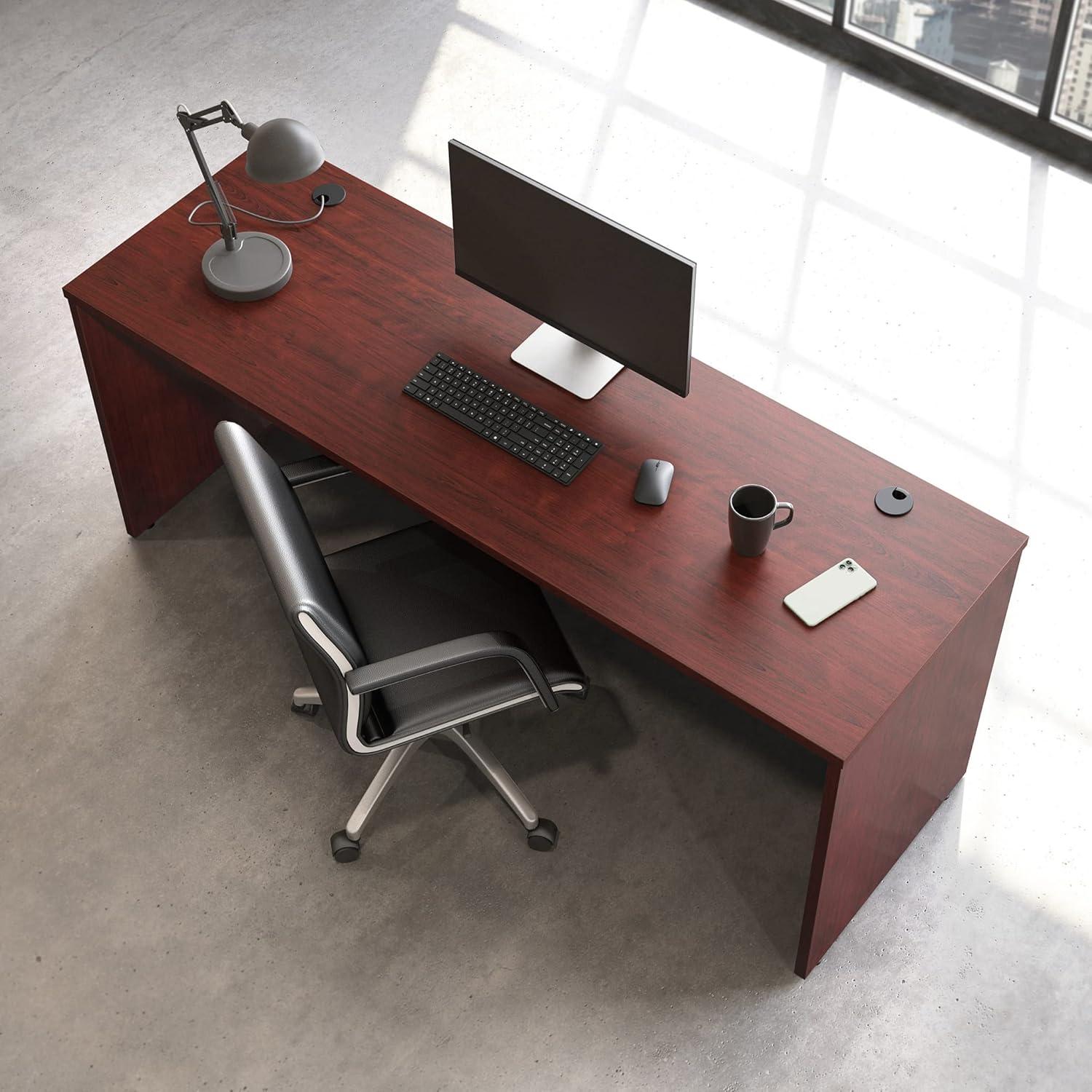 Classic Cherry Executive Wood Desk with Filing Cabinet