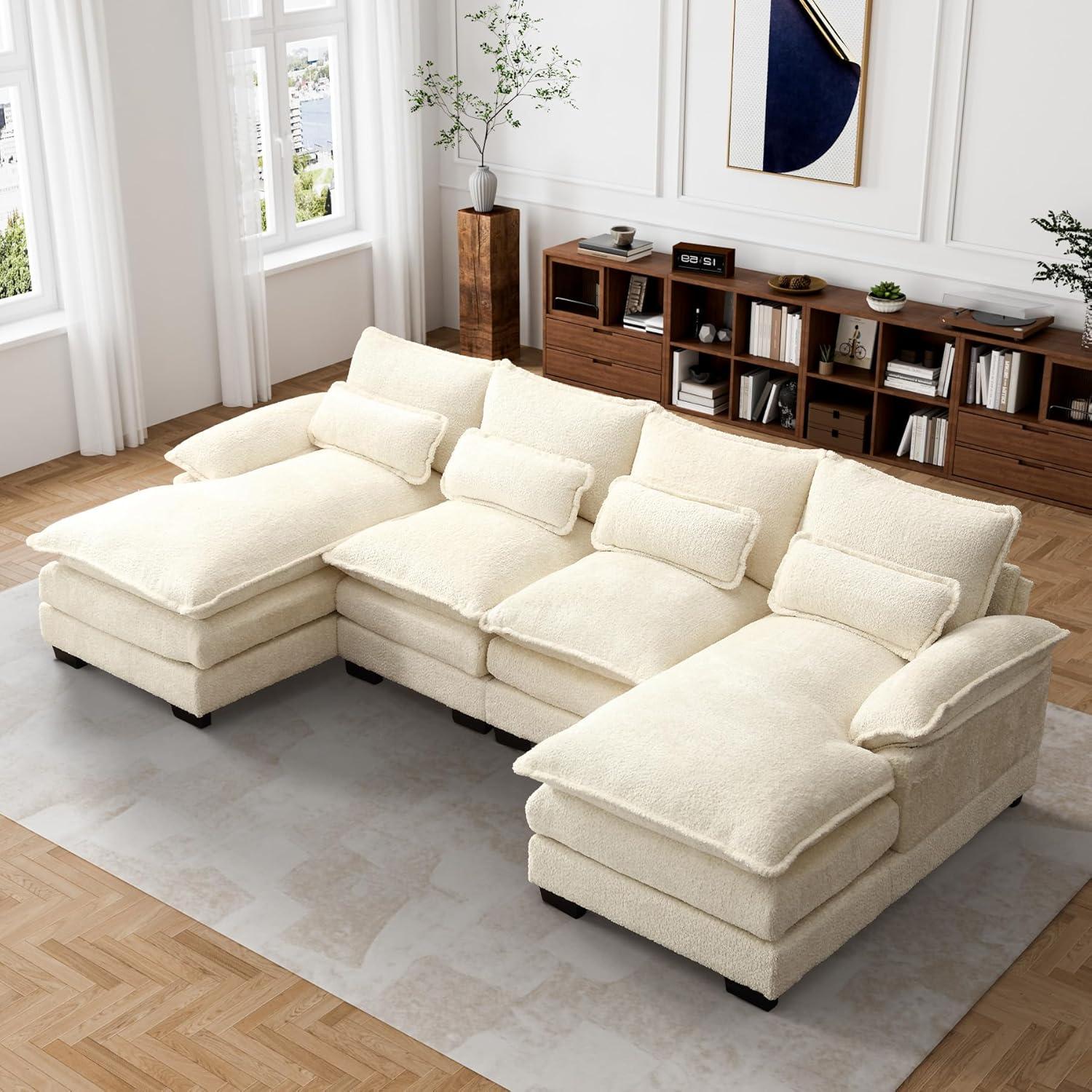 Latitude Run® Millan U Shape Sectional Sofa Cloud Couch, 110" Modern Chenille Comfy Modular Sofa