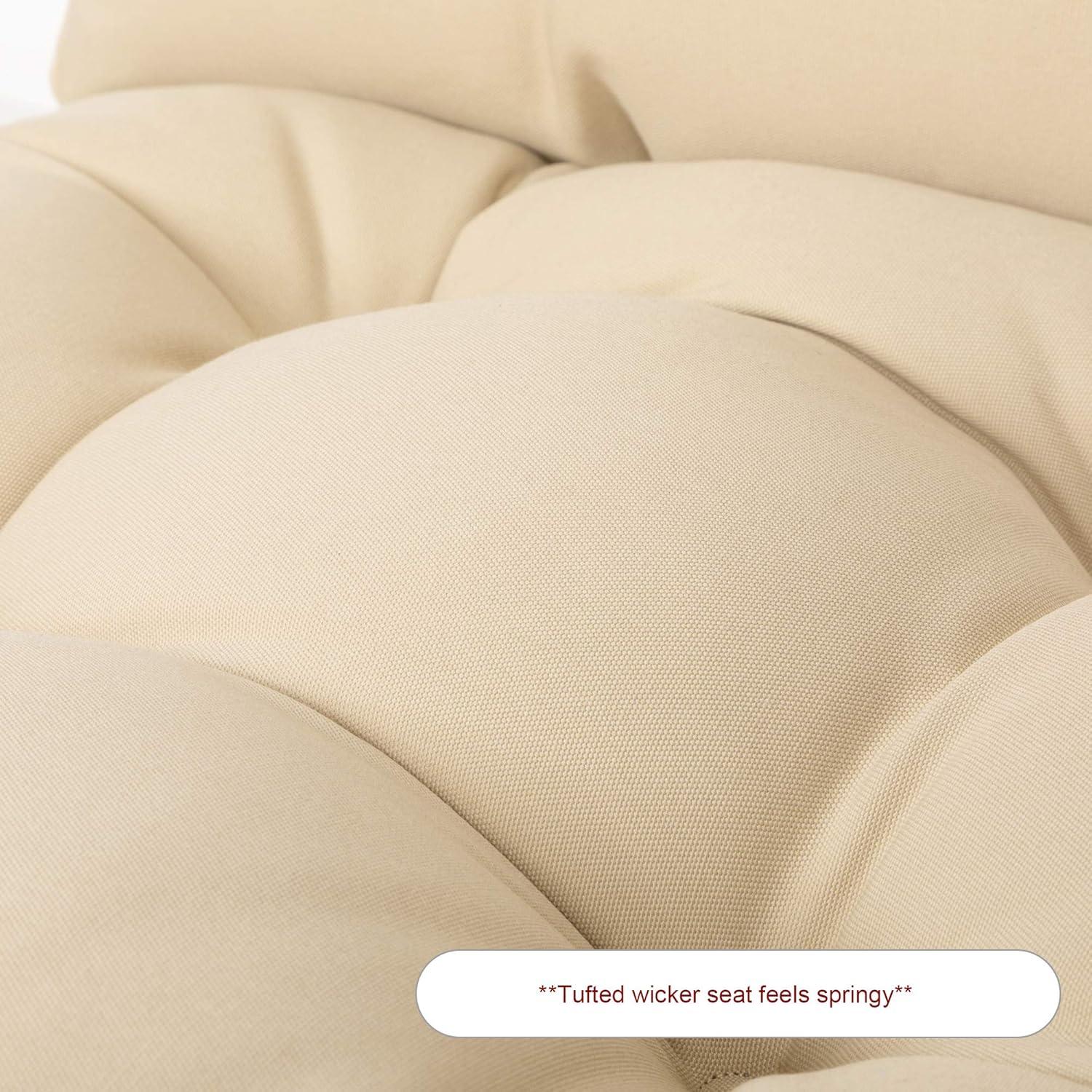 ARTPLANT Outdoor Dinning Seat Pads Cushions with Tie 19"x19"x4",Square Wicker Outdoor Tufted Cushion,Set of 2,Navy Blue